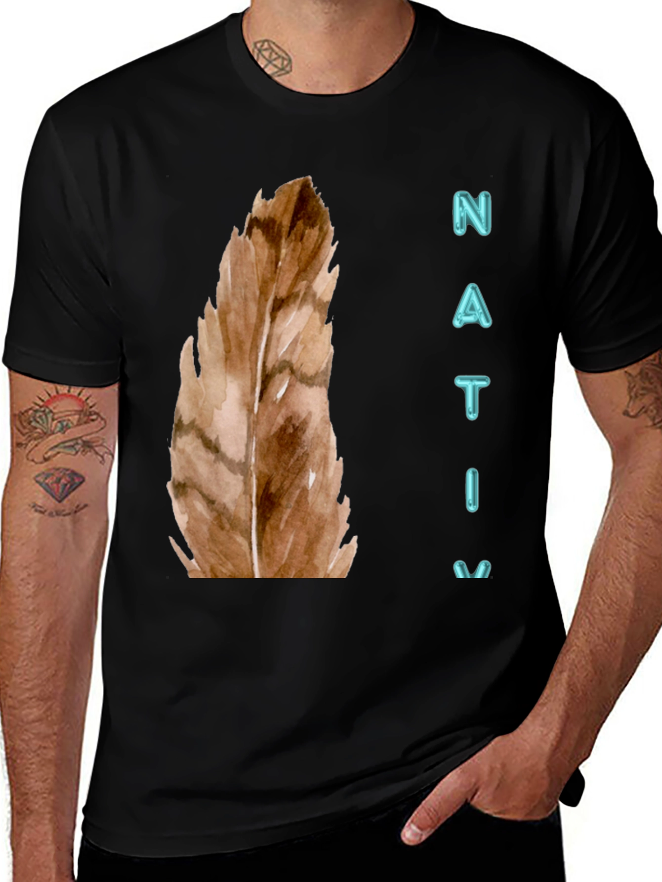 Native Feather Graphic Tee - Unisex Black T-Shirt