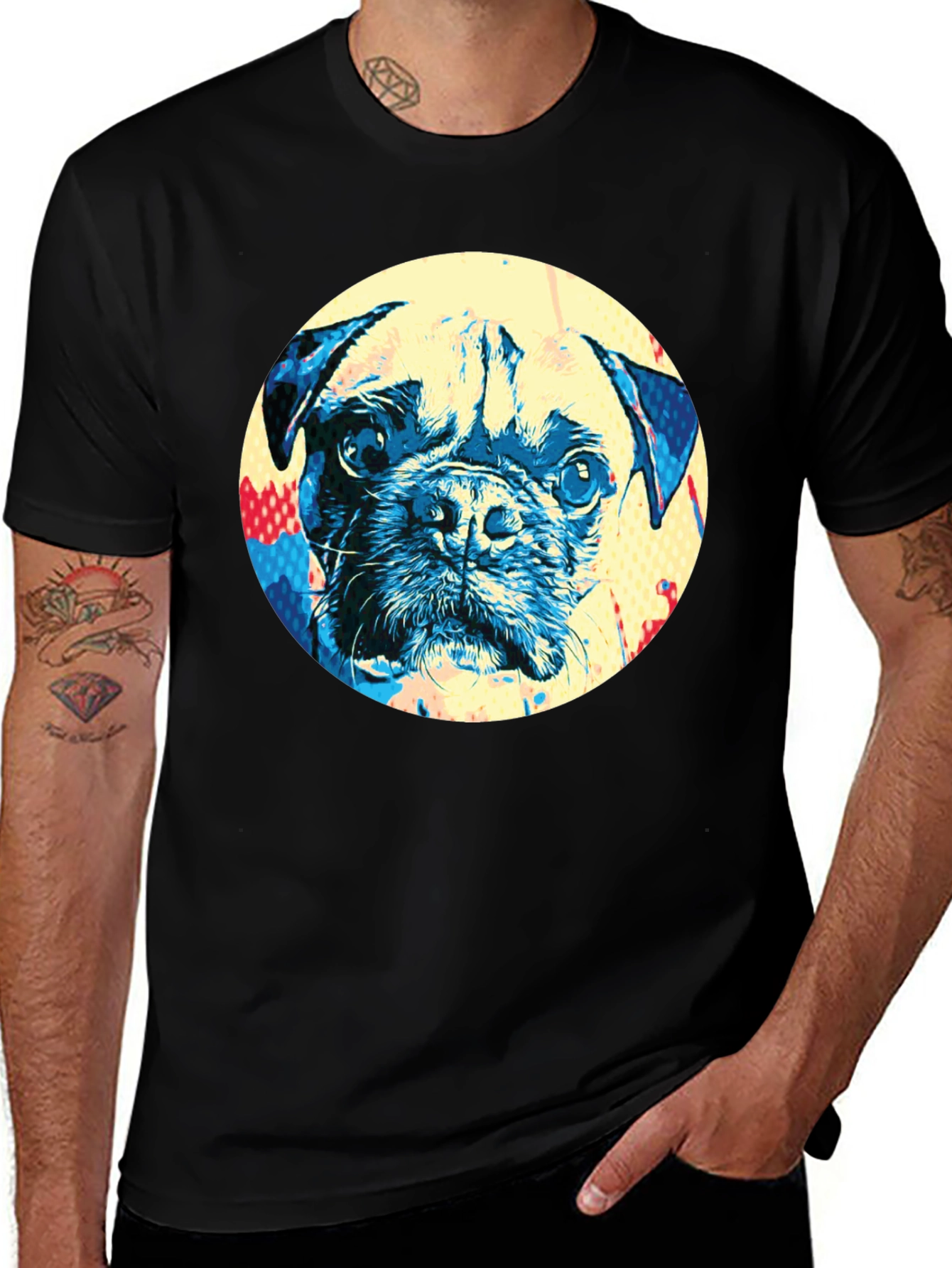 Variant 10 of Pug Portrait Graphic Tee - Black