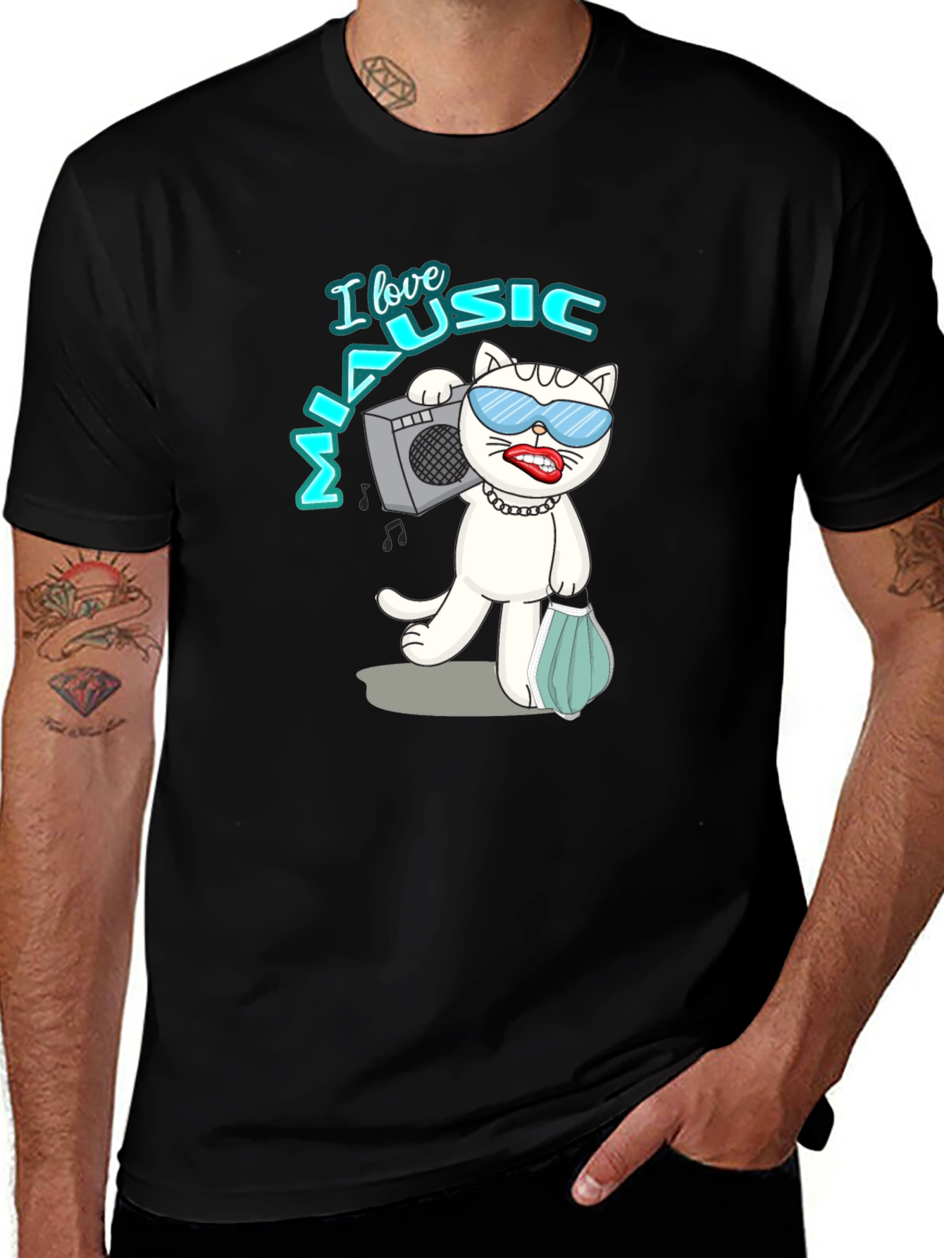 Variant 25 of Cool Cat Music Lover T-Shirt