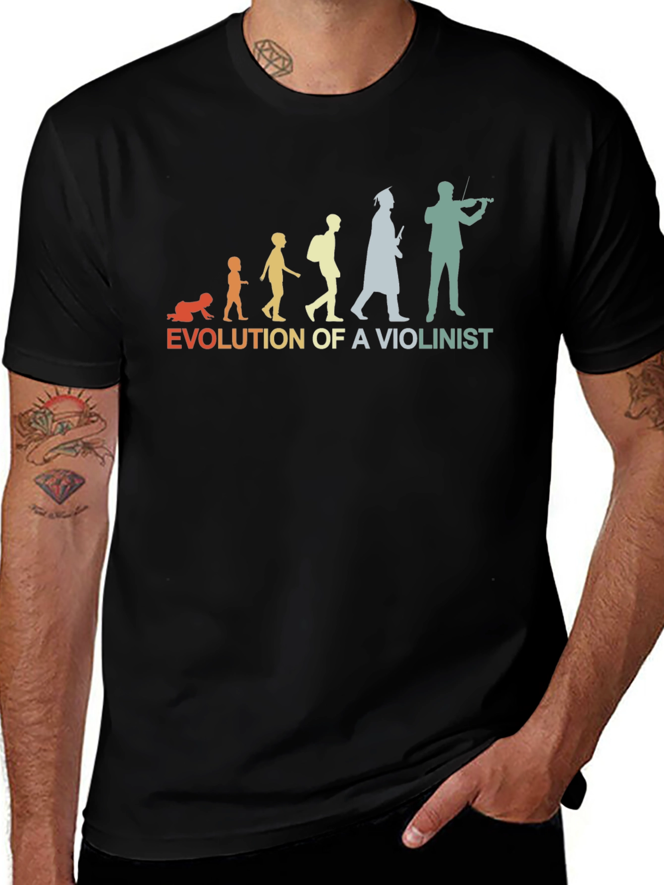 Variant 19 of Evolution of a Violinist Black T-Shirt