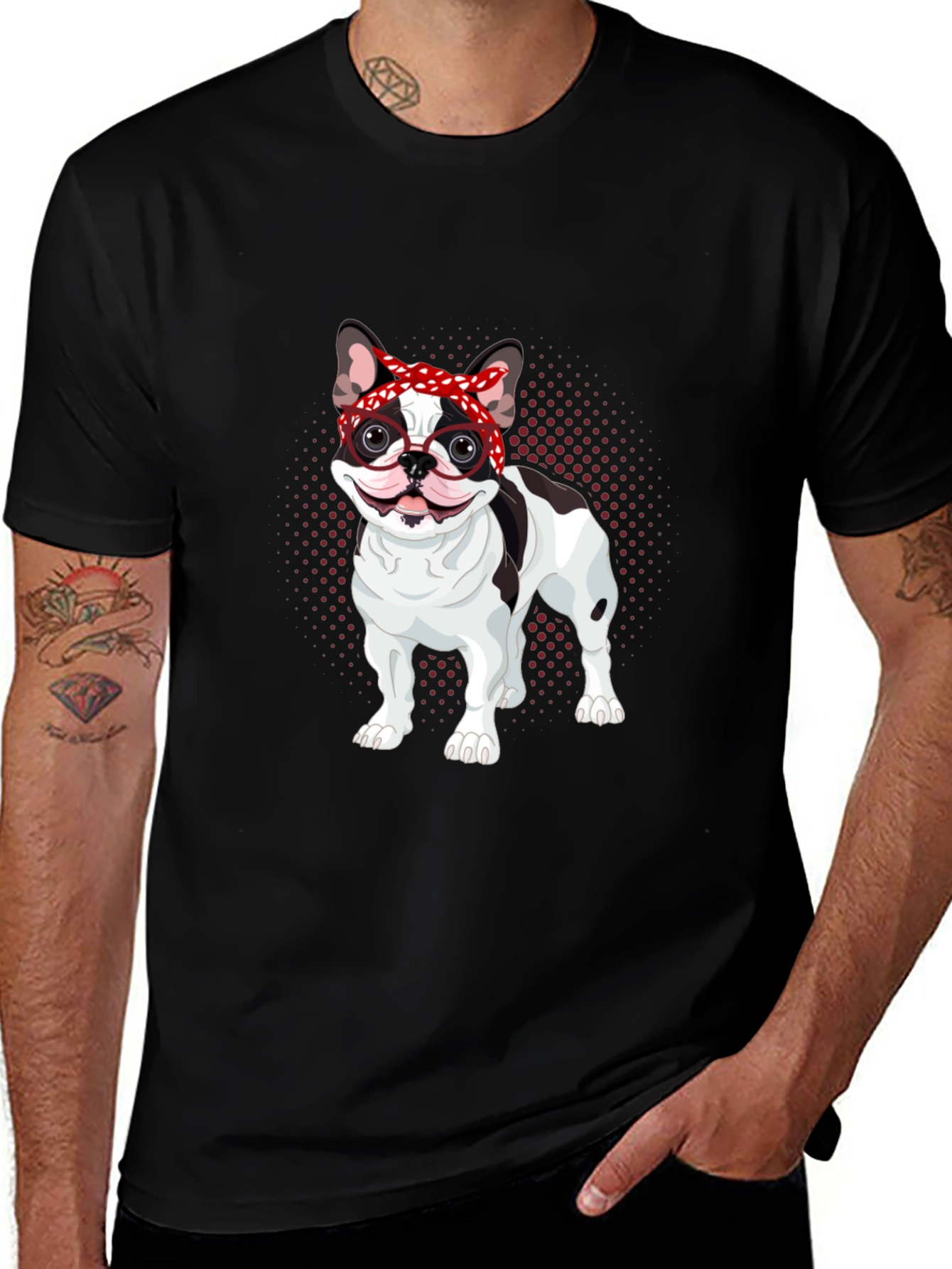 Variant 12 of Dog Lover T-Shirt: Bulldog with Bandana