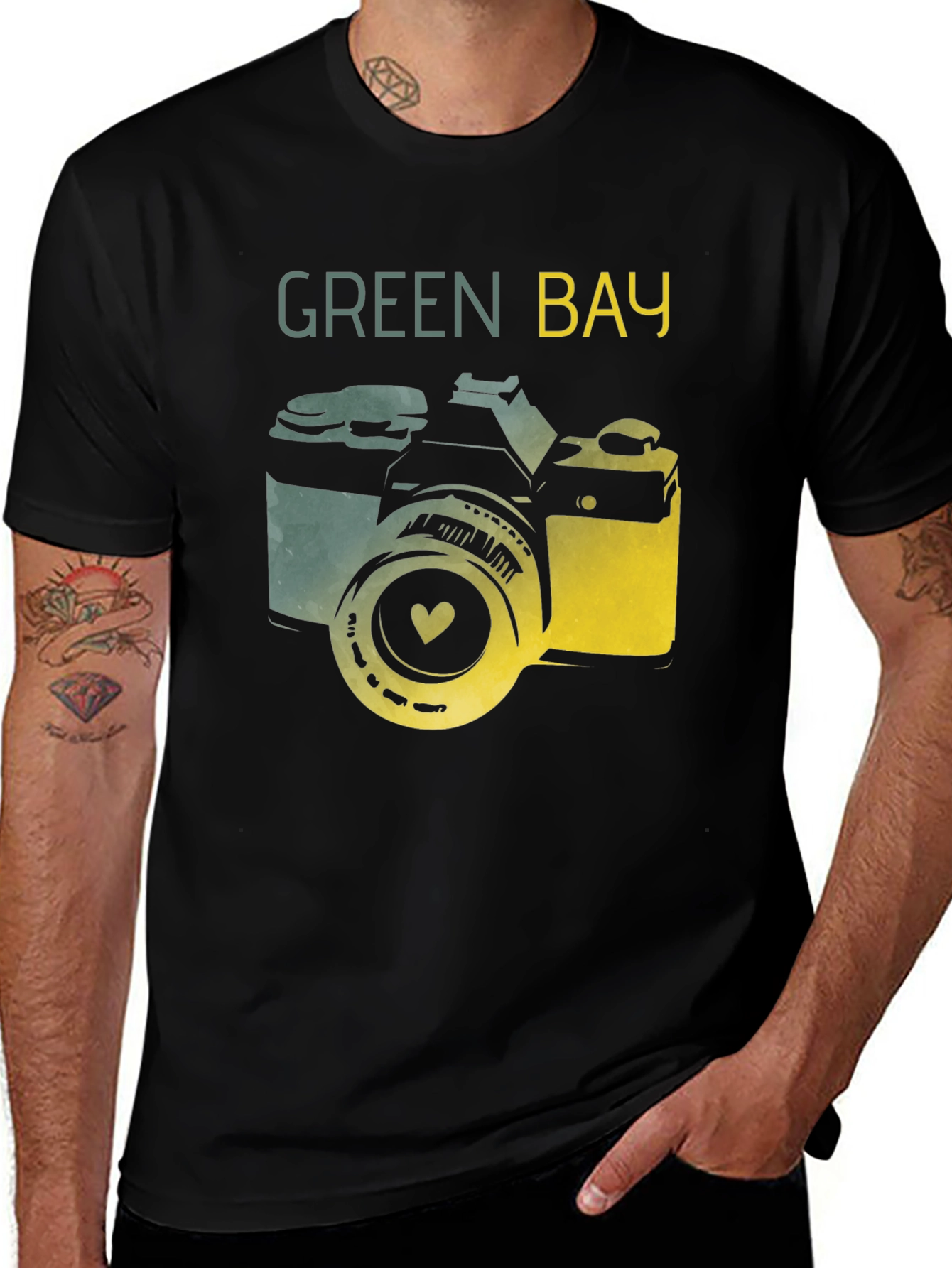 Variant 13 of Green Bay Camera Graphic T-Shirt - Stylish & Unique Design