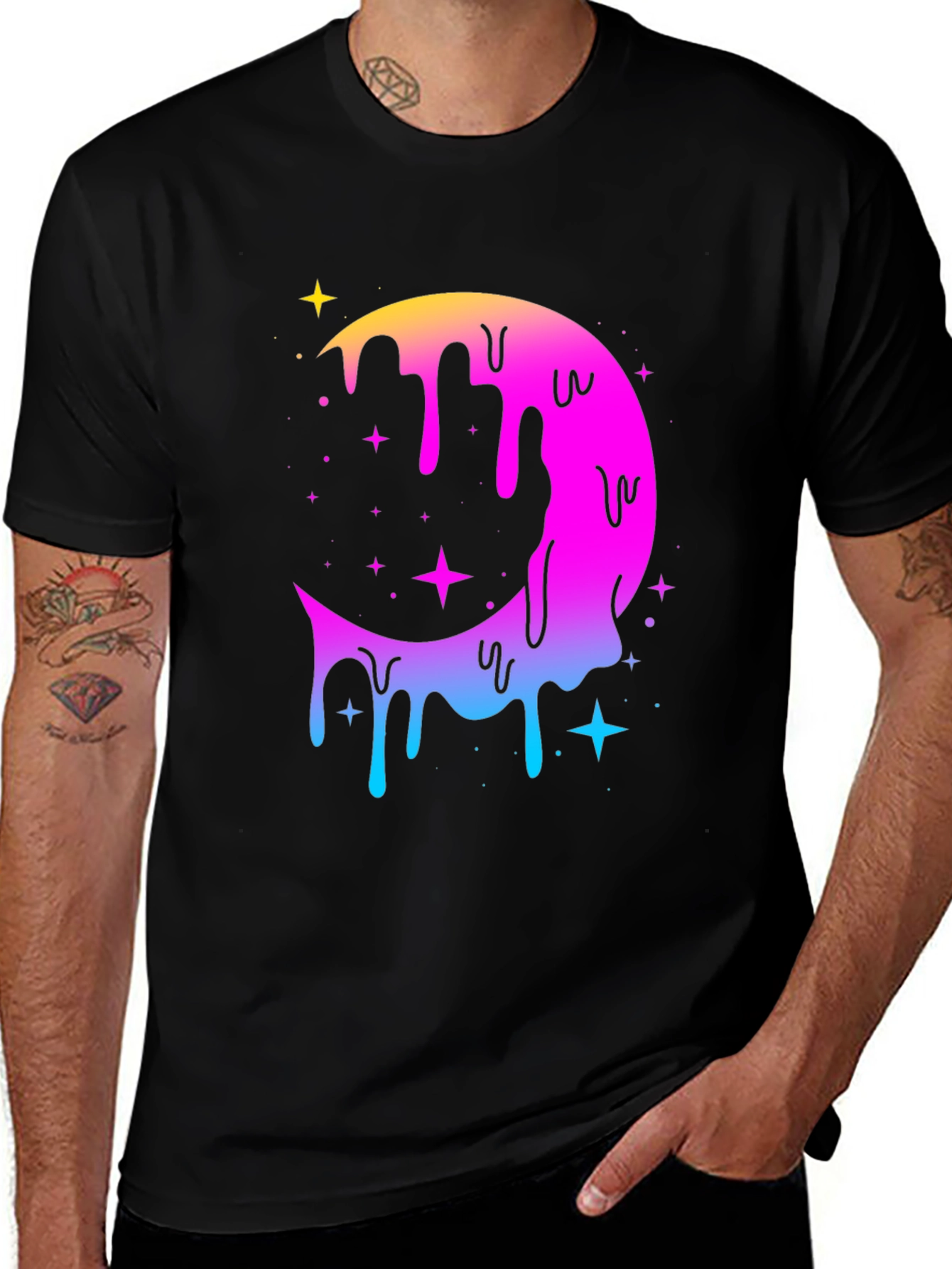 Variant 27 of Melting Moon Graphic T-Shirt - Unique Design!