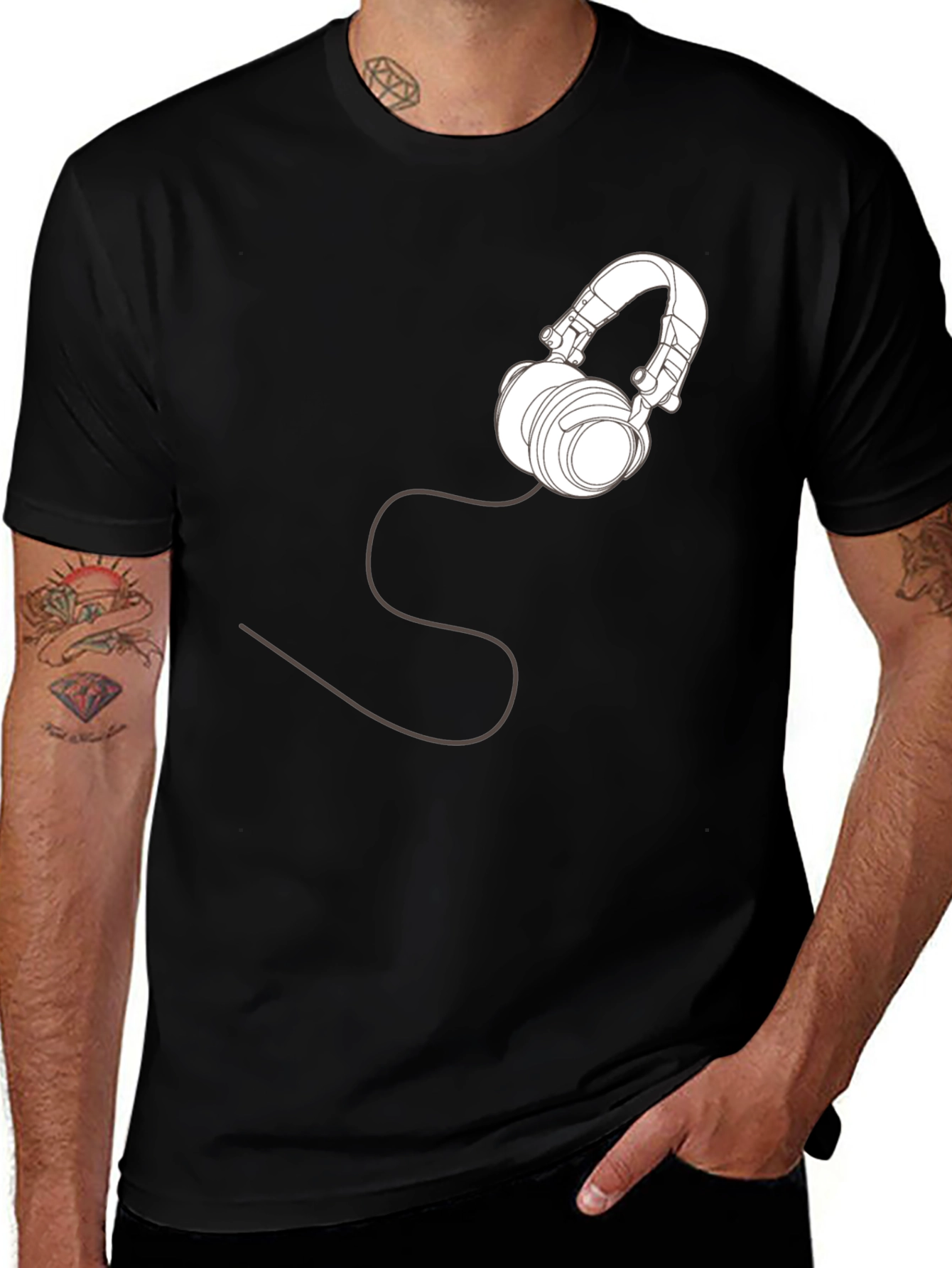 Variant 18 of Headphone Graphic T-Shirt - Stylish Black Tee