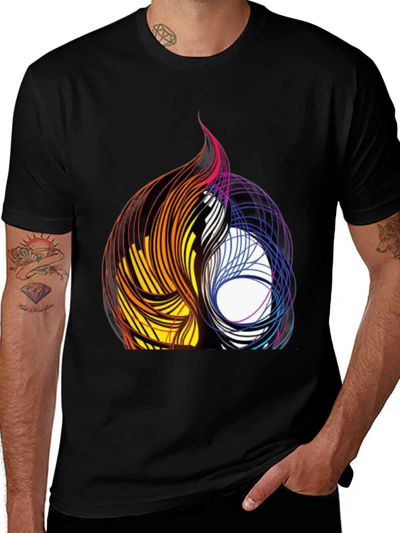 Variant 3 of Abstract Swirl Graphic Black Tee