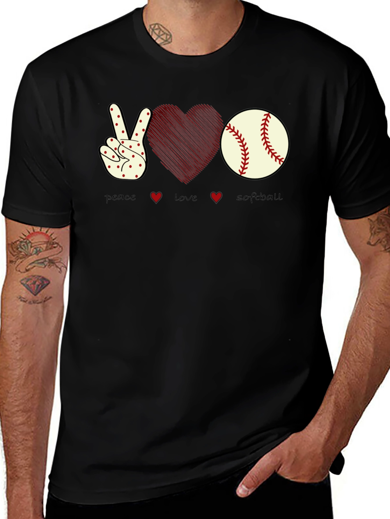 Variant 14 of Peace Love Softball T-Shirt