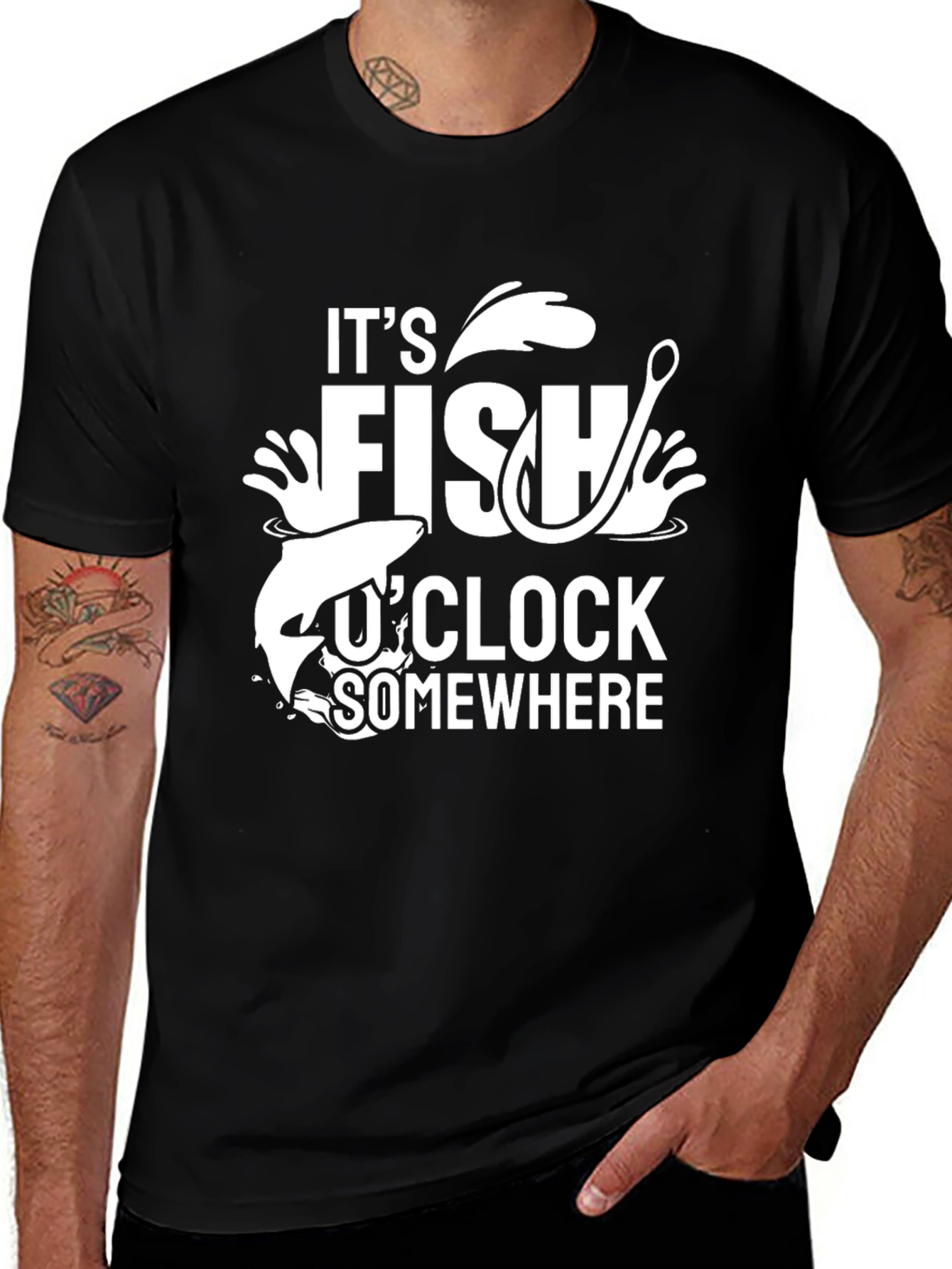 Variant 16 of It's Fish O'Clock Somewhere Black Graphic Tee