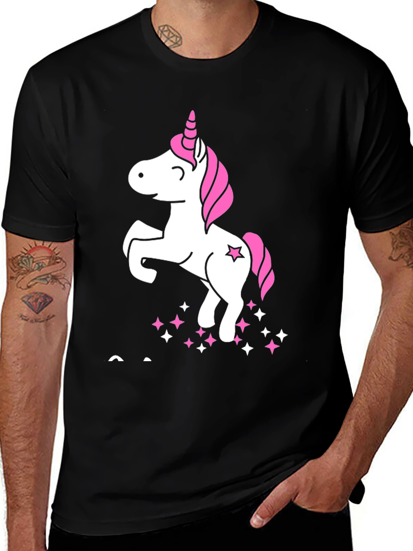 Variant 3 of Unicorn Stars Graphic Tee - Black Cotton T-Shirt