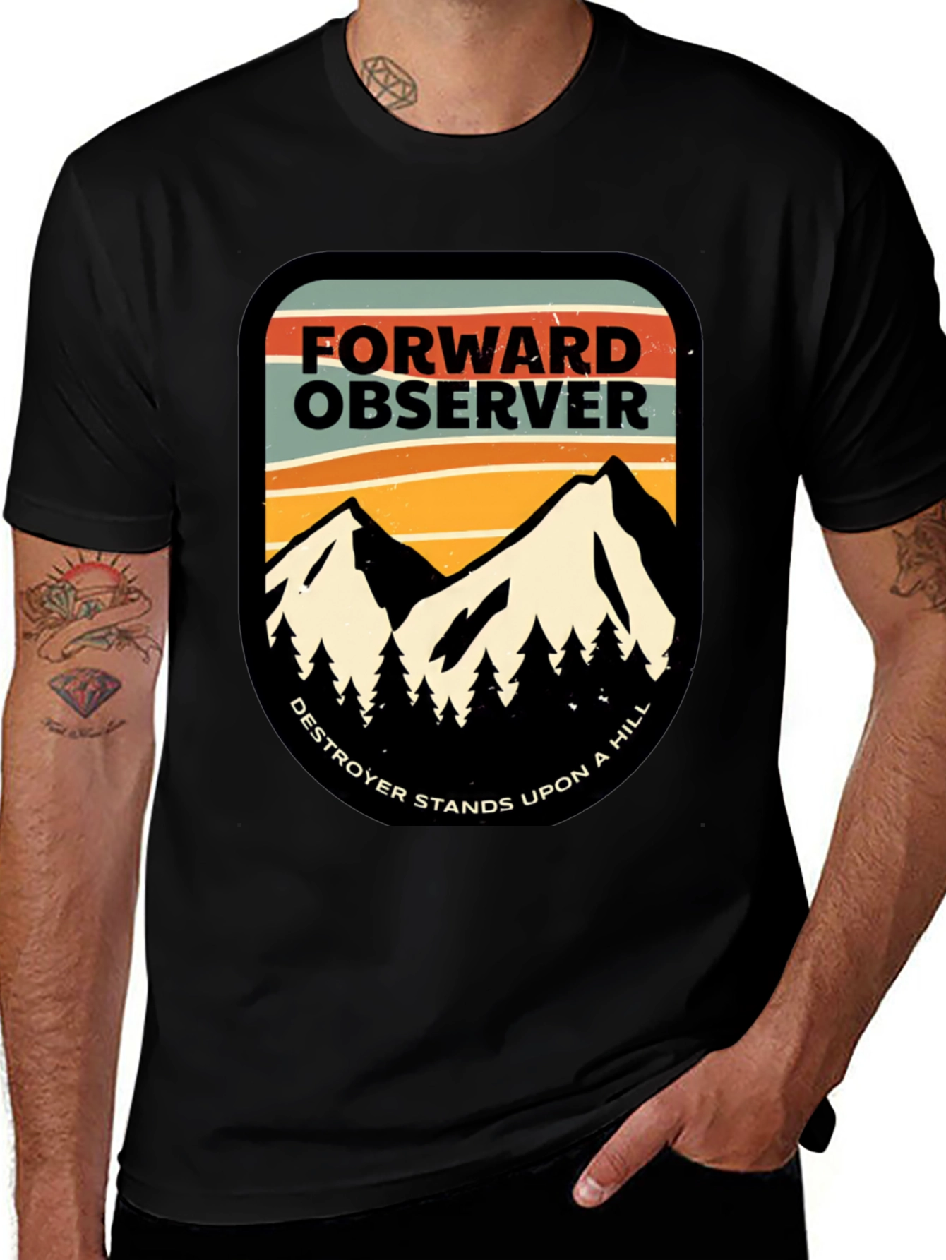 Variant 19 of Forward Observer Graphic Tee - Destroyer Stands Upon A Hill