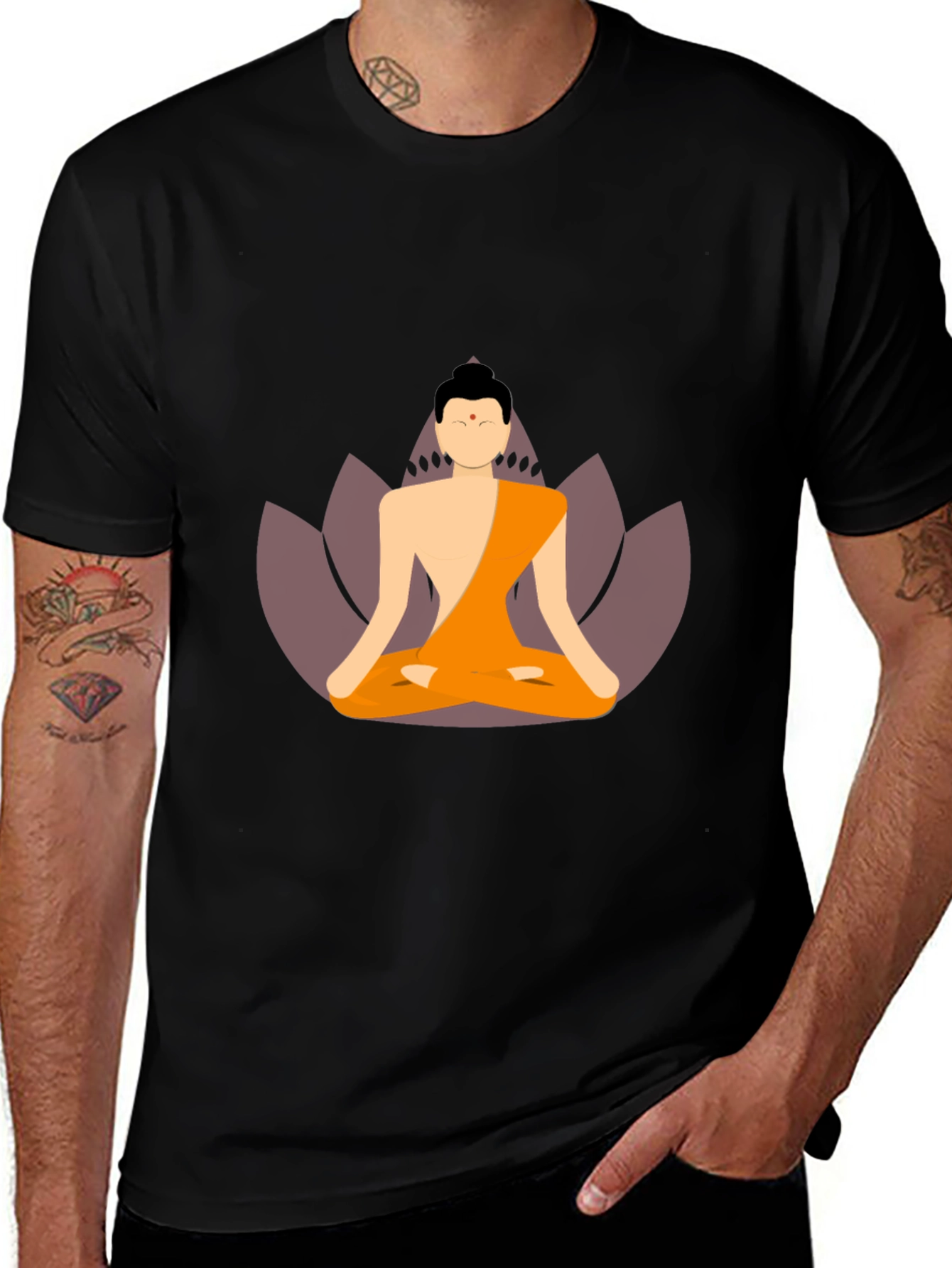 Buddha Graphic Black T-Shirt, Meditating Yogi Tee