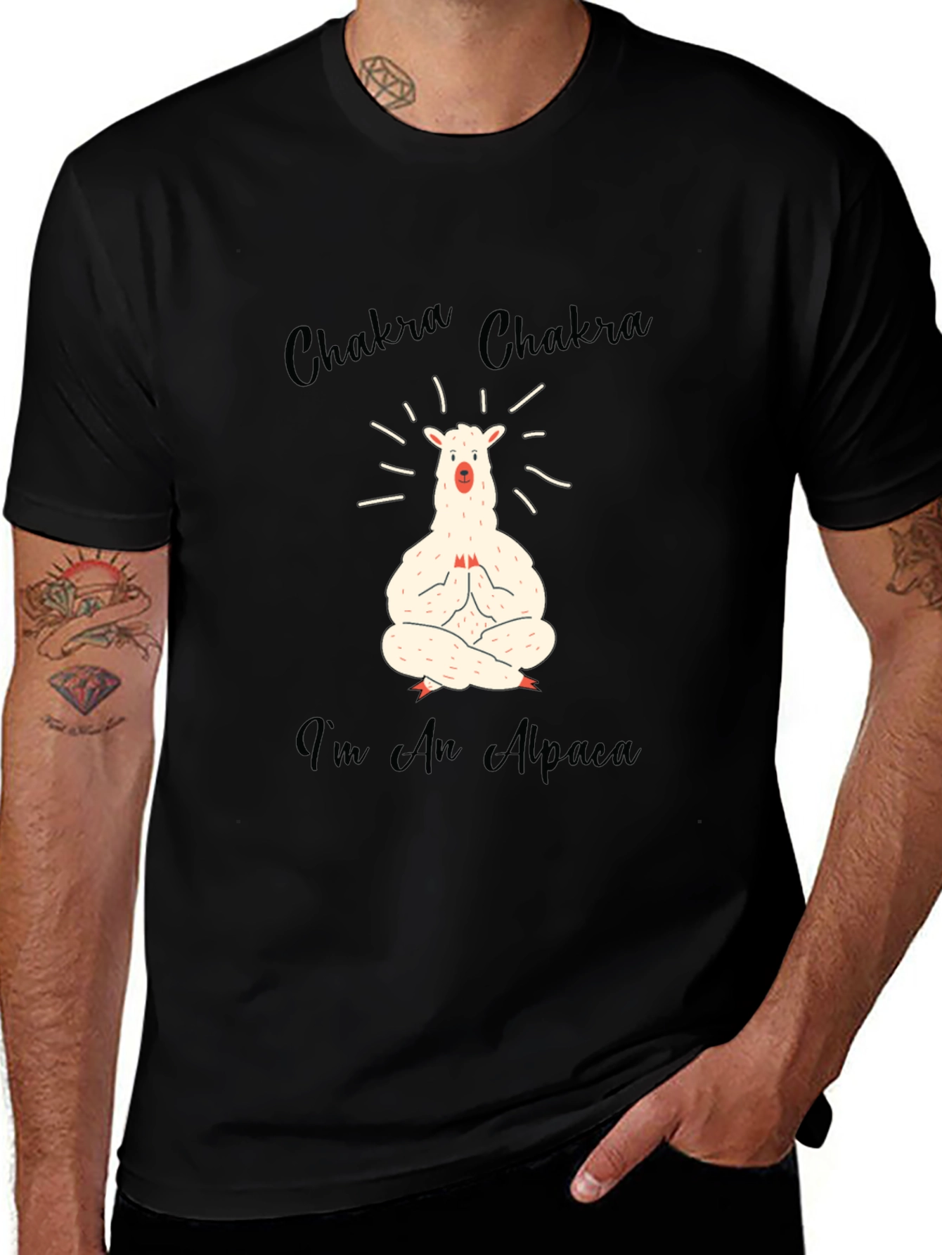Variant 28 of Chakra Alpaca T-Shirt - Meditating Llama Tee