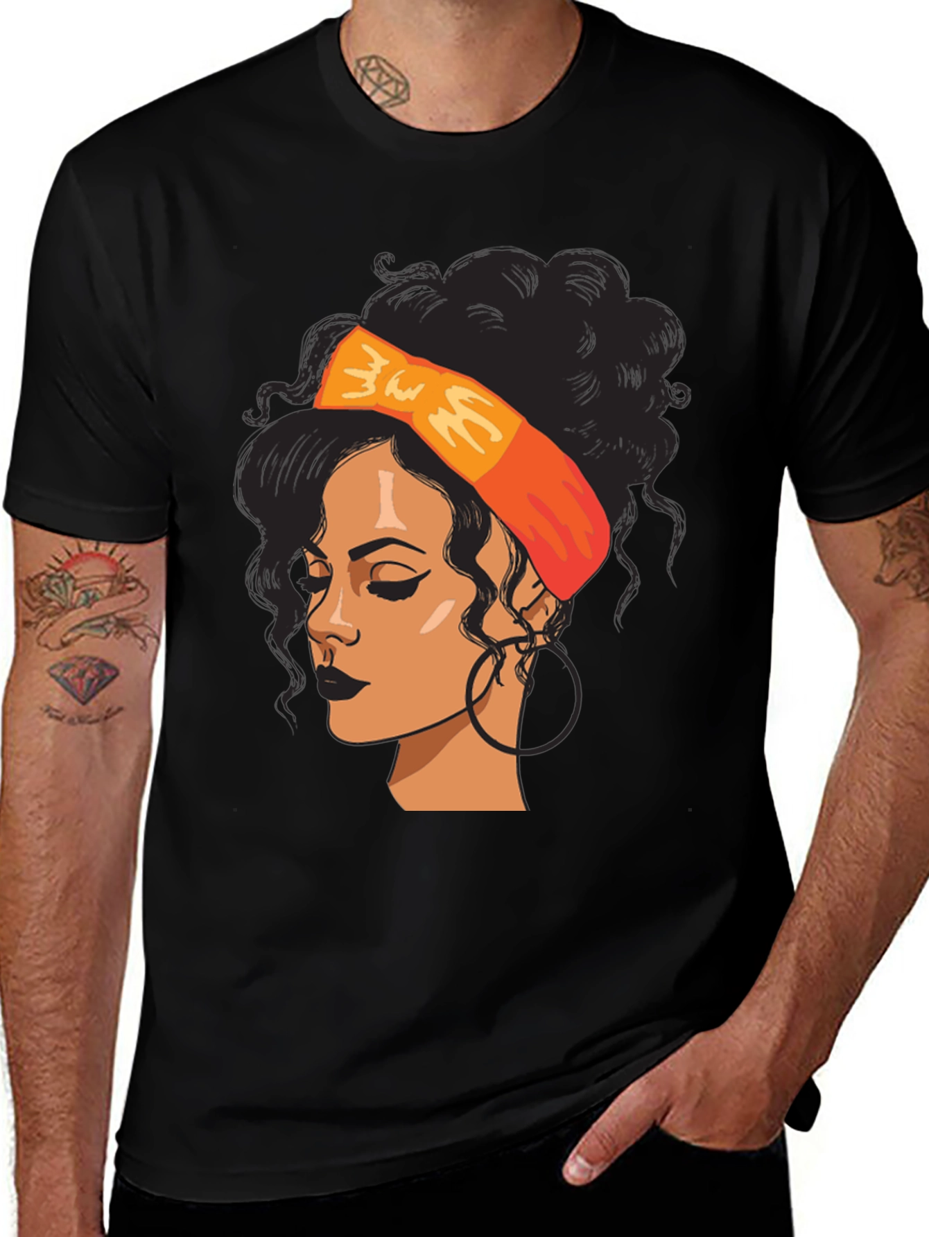 Variant 18 of Black Woman Graphic Tee - Afro Hair T-Shirt