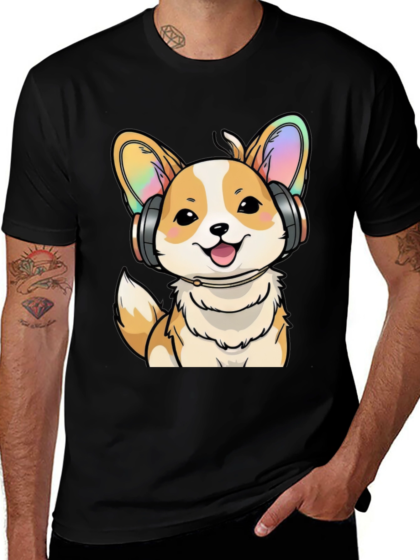 Variant 18 of Corgi DJ Black T-Shirt