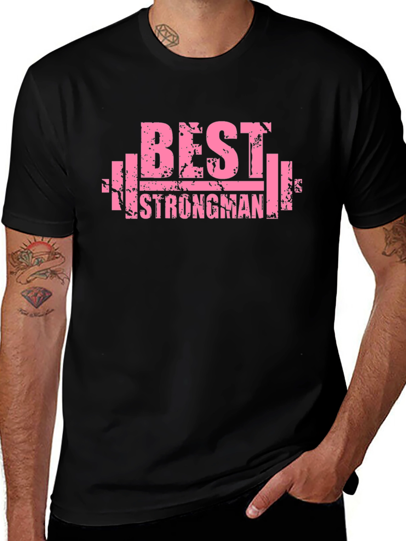 Variant 24 of Best Strongman Black T-Shirt - Gym Workout Apparel