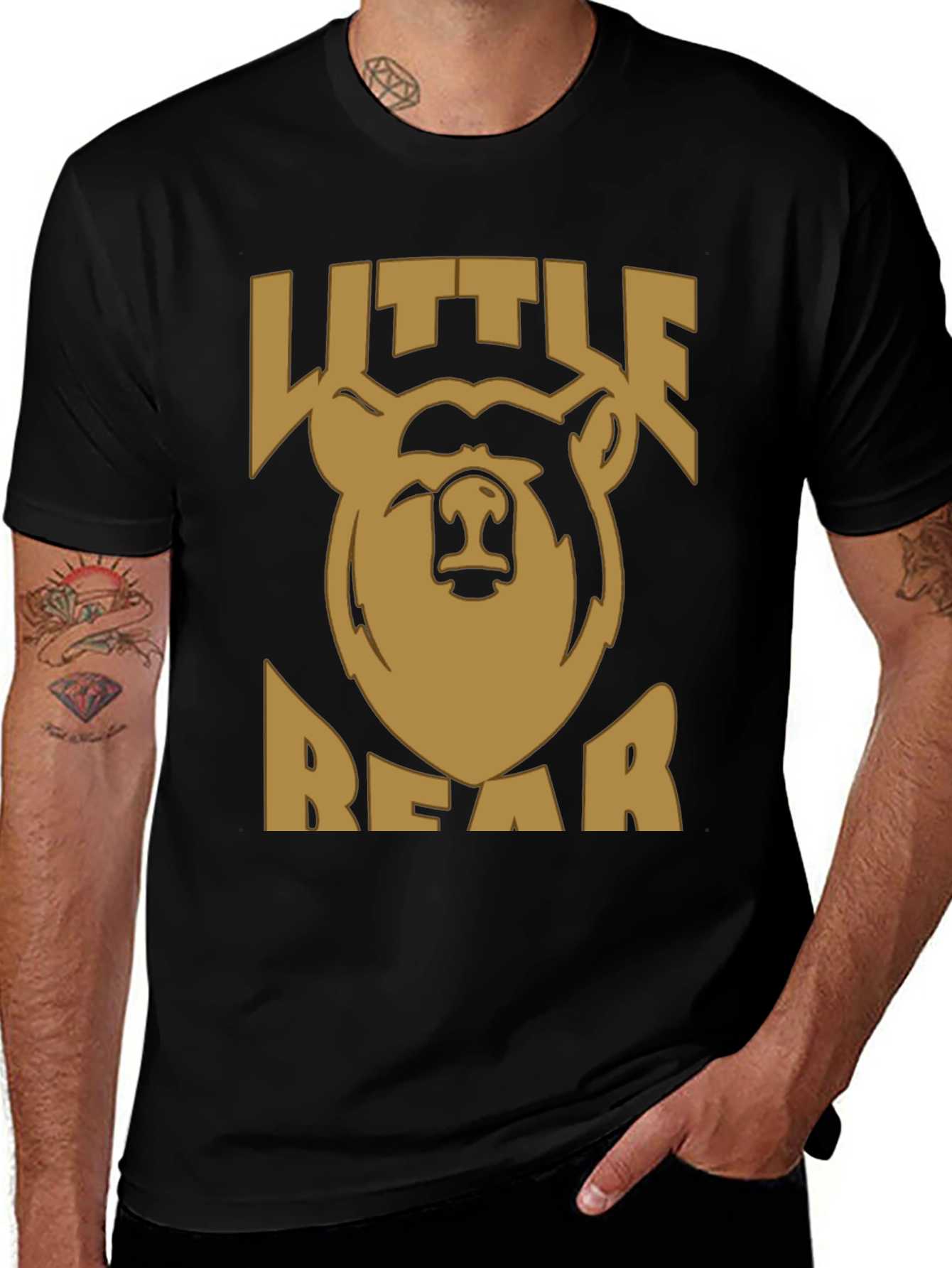 Variant 21 of Little Bear Graphic Tee - Black Cotton Blend