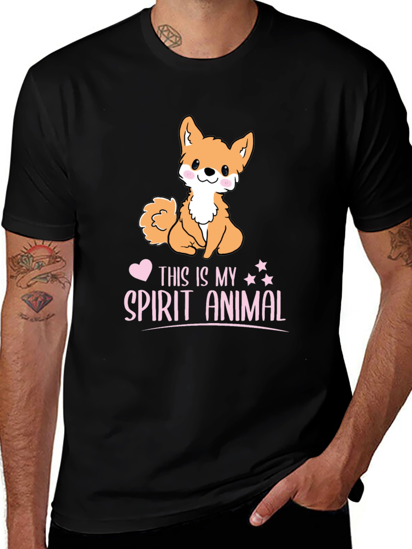 Variant 30 of Cute Dog Spirit Animal Black T-Shirt