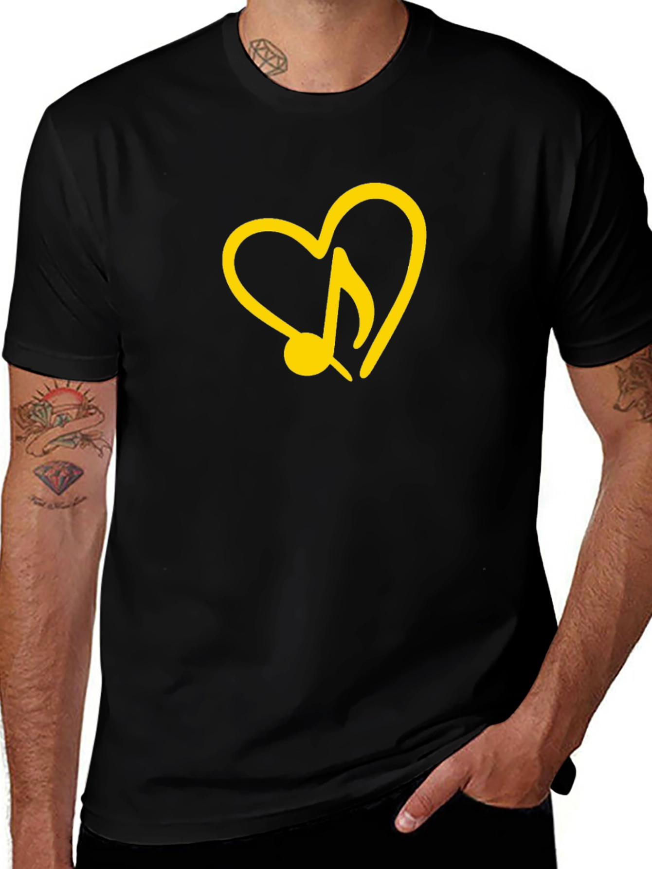 Variant 24 of Heart Music Note Graphic Tee - Black