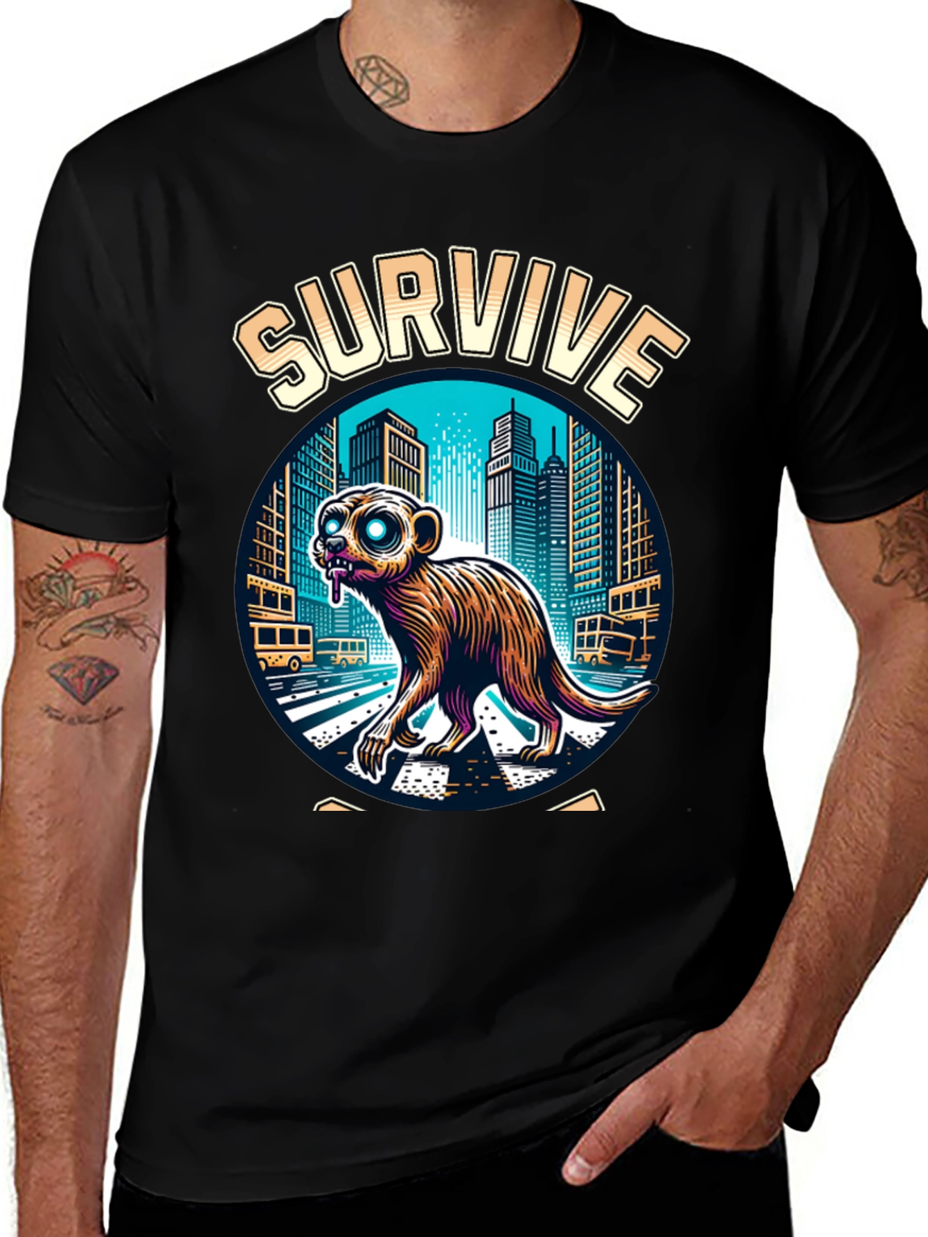 Variant 4 of Survive Meerkat Graphic T-Shirt - Black
