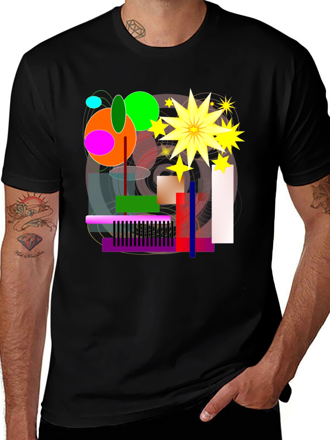 Variant 21 of Abstract Graphic Print Black T-Shirt