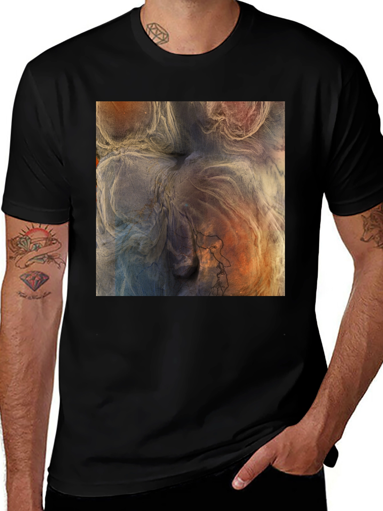 Variant 16 of Abstract Art Graphic Tee - Black Casual T-Shirt