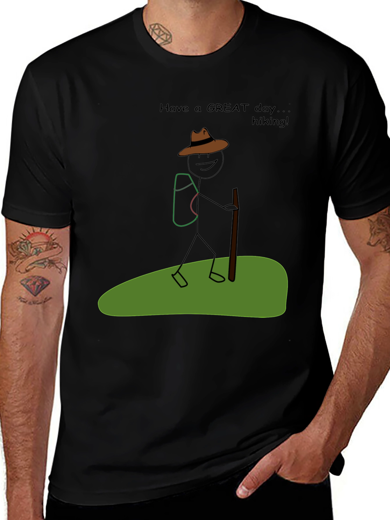 Variant 11 of Hiking Stick Figure Graphic Tee - Great Day!