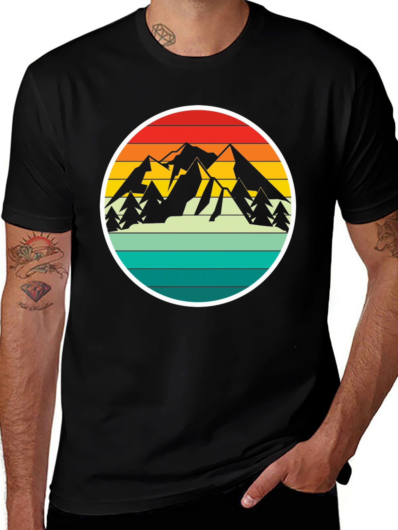 Variant 22 of Retro Mountain Adventure T-Shirt - Black