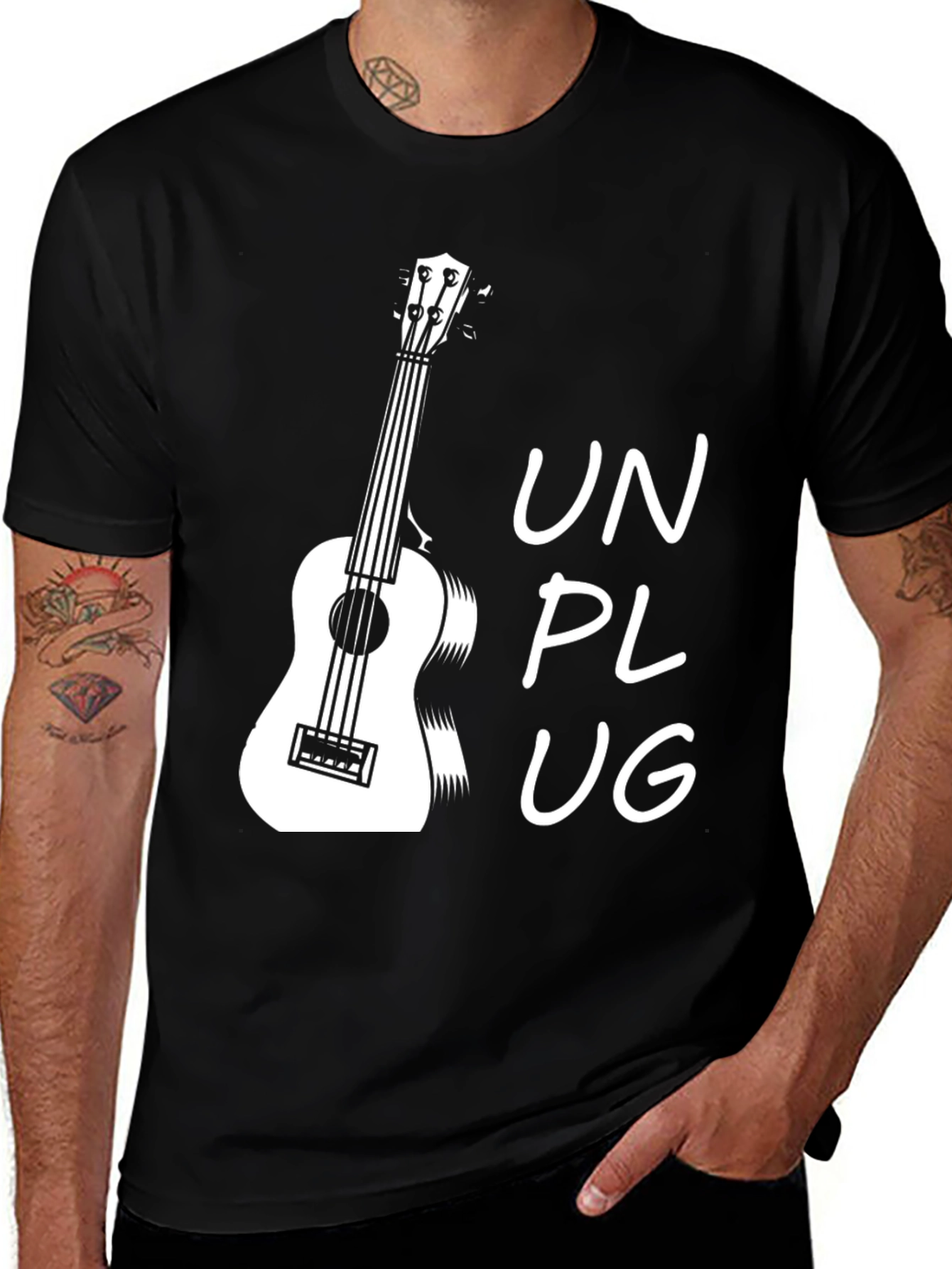 Variant 17 of Unplug Ukulele Graphic T-Shirt - Black