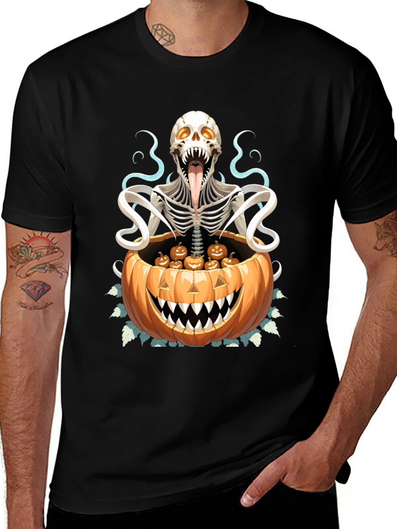 Variant 28 of Halloween Skeleton Pumpkin T-Shirt