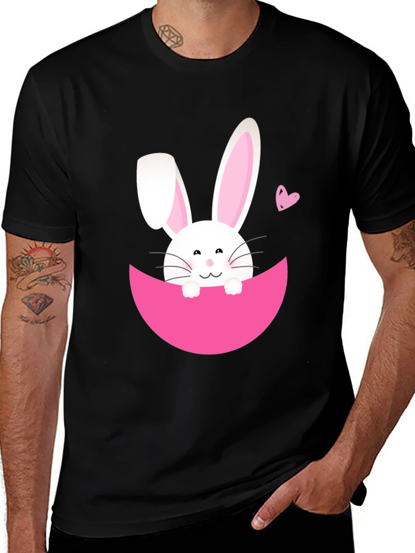 Variant 25 of Easter Bunny T-Shirt - Black, Cute Graphic Tee