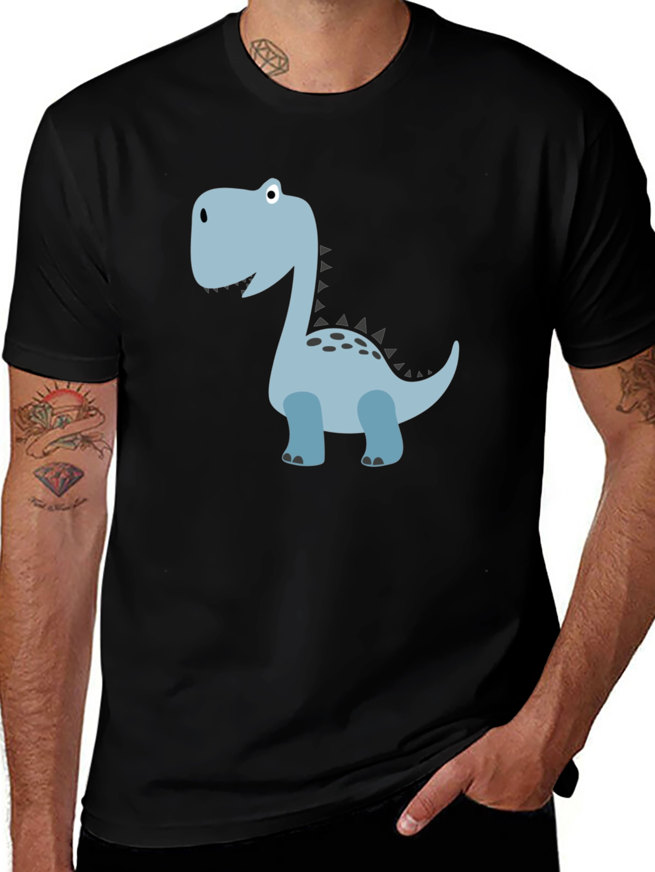 Variant 13 of Dinosaur Graphic Tee - Men's Black T-Shirt