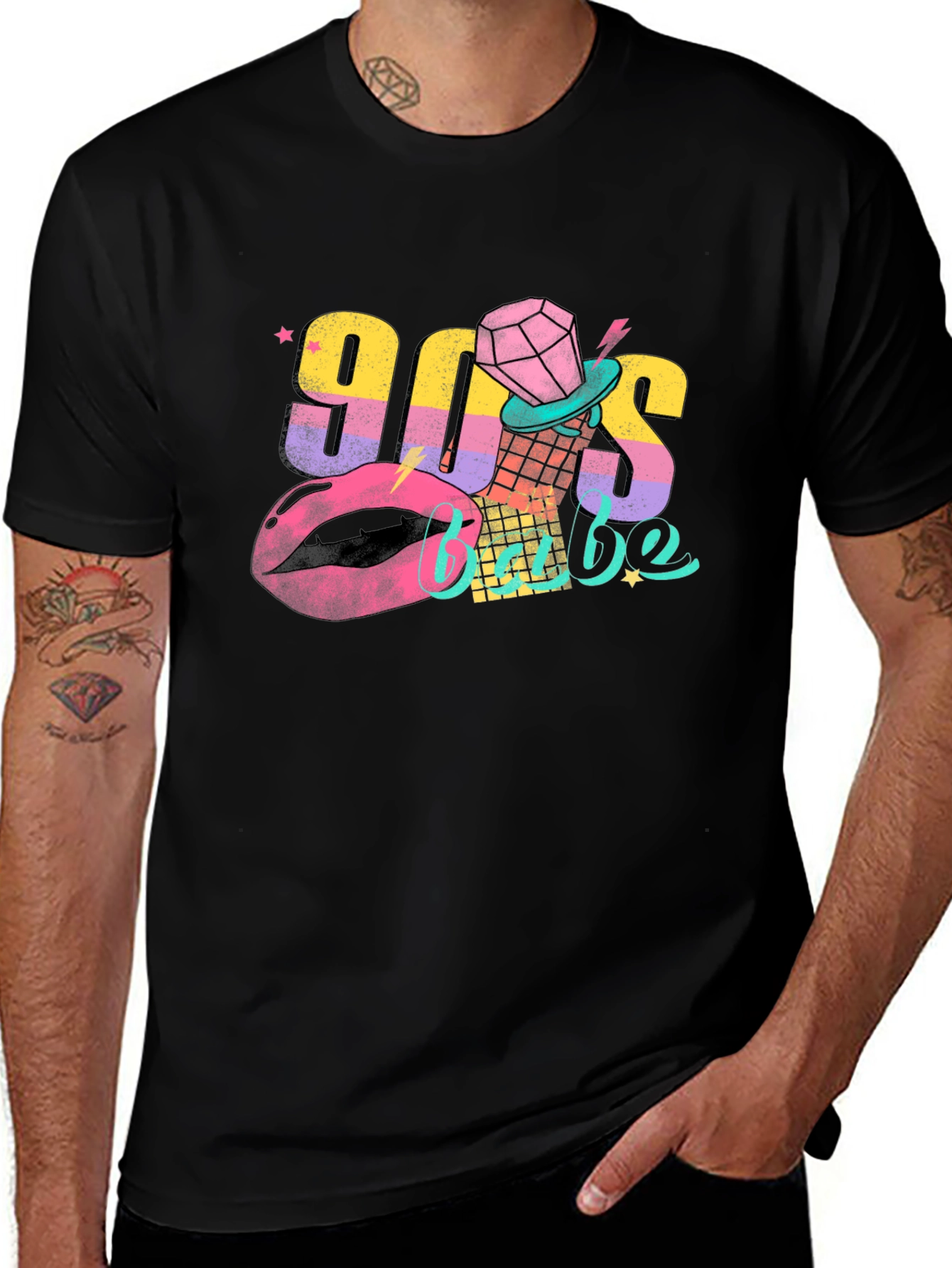 Variant 30 of 90s Babe Black T-Shirt - Retro Graphic Tee
