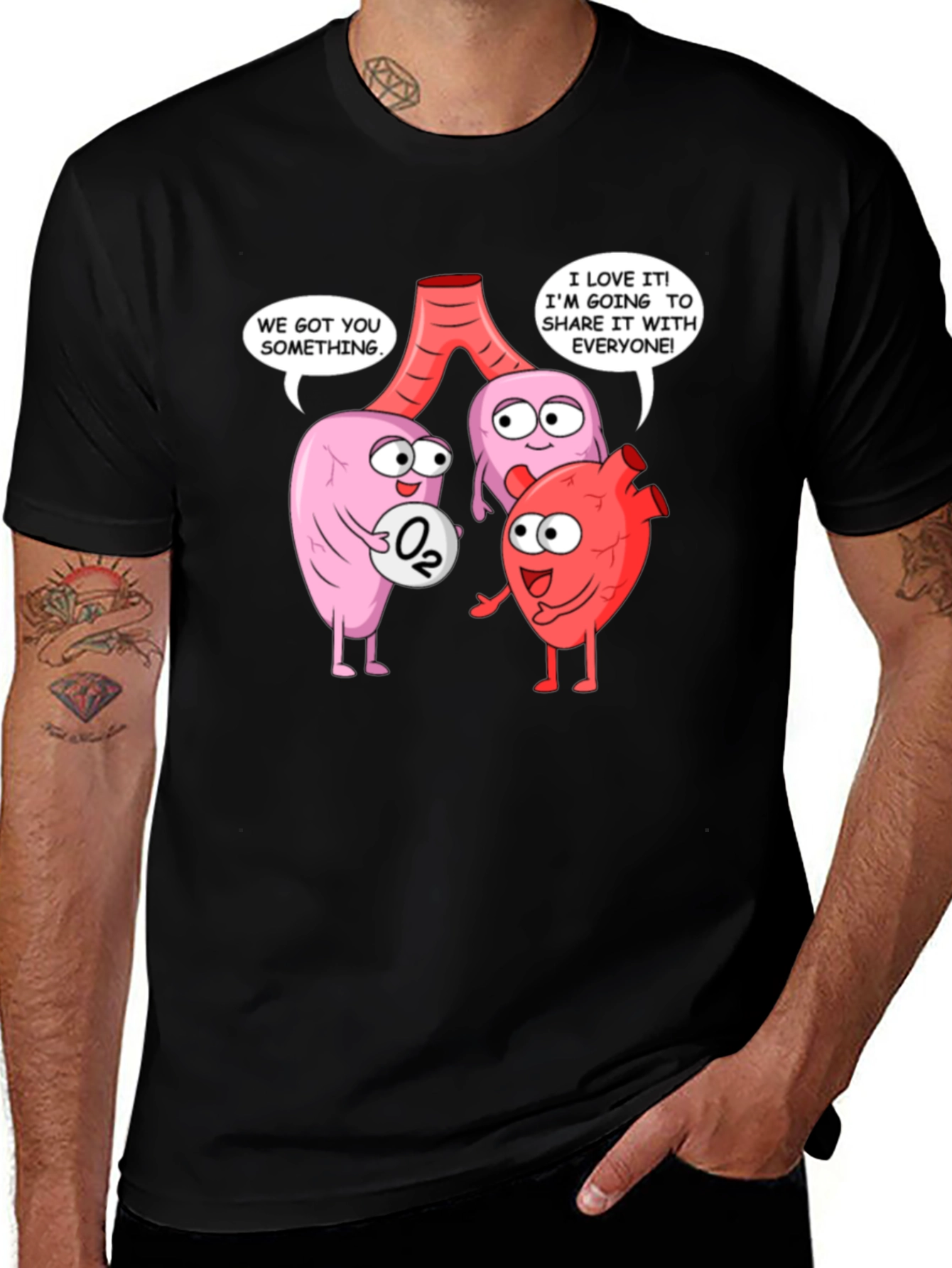 Black Anatomically Funny T-Shirt - Share the Love! main image