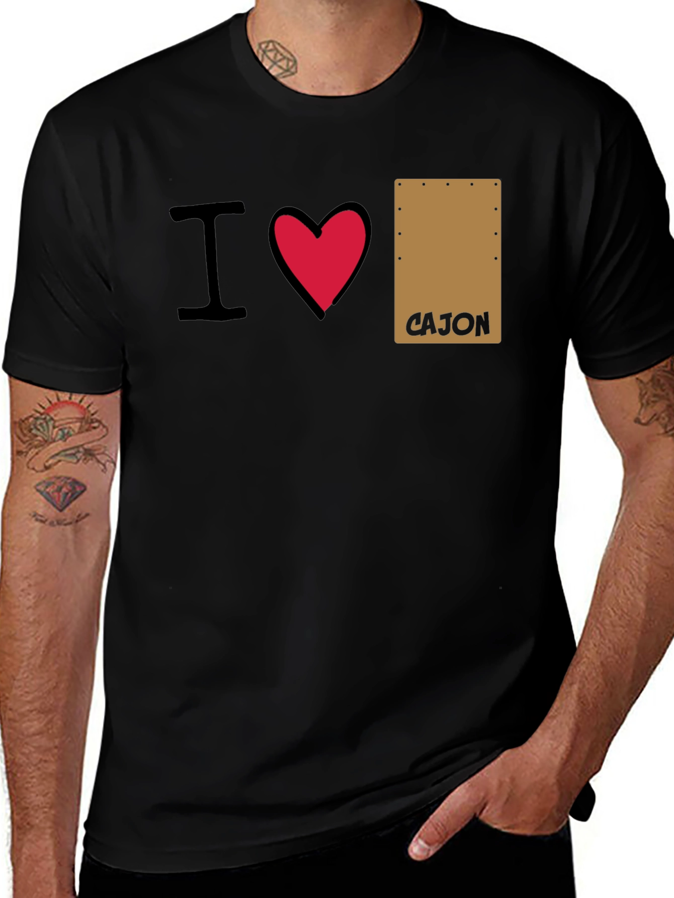 Variant 14 of I Love Cajon Drum T-Shirt - Percussion Music Tee