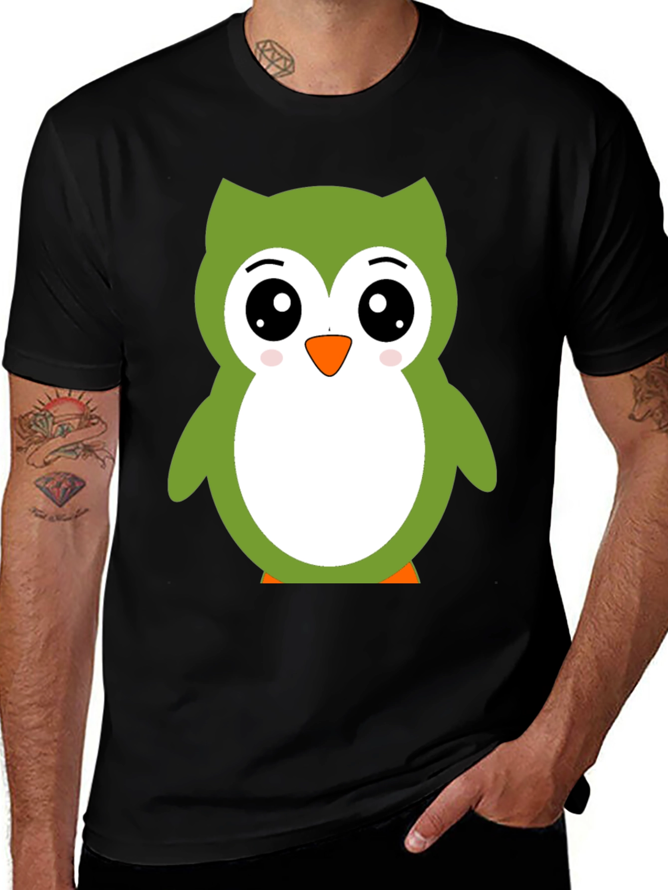 Variant 15 of Owl Graphic Tee - Fun & Stylish Black T-Shirt
