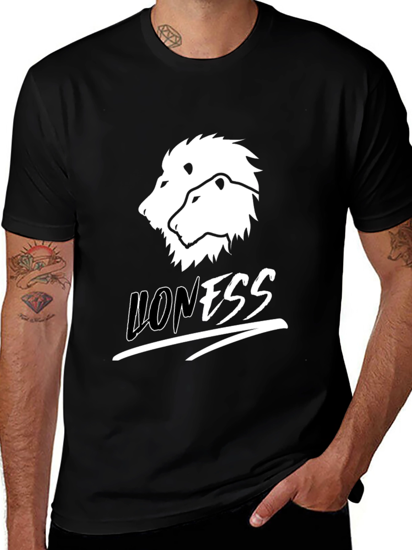 Black Lioness Graphic Print Black T-Shirt main image