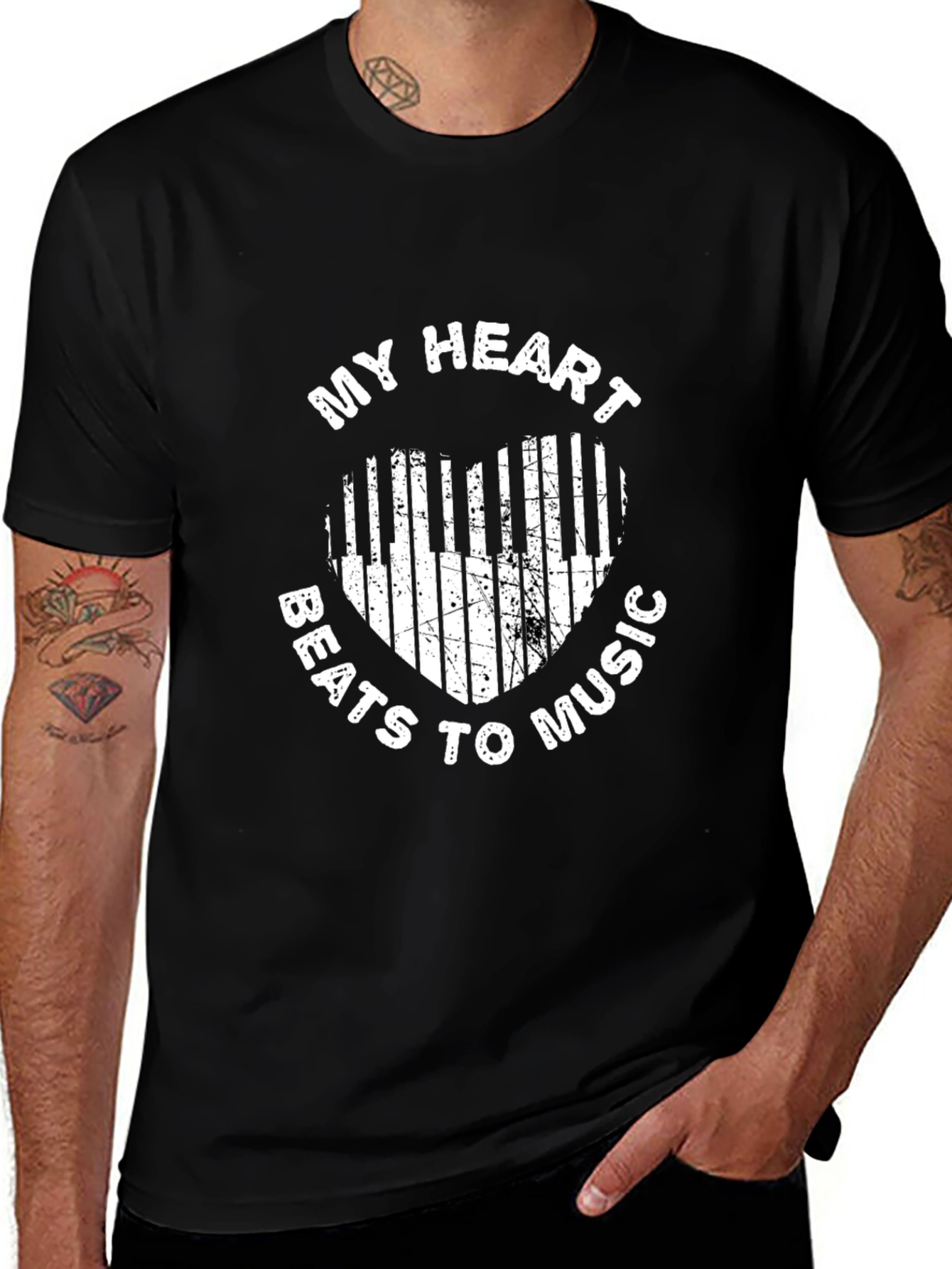 Variant 15 of My Heart Beats To Music Piano Heart T-Shirt