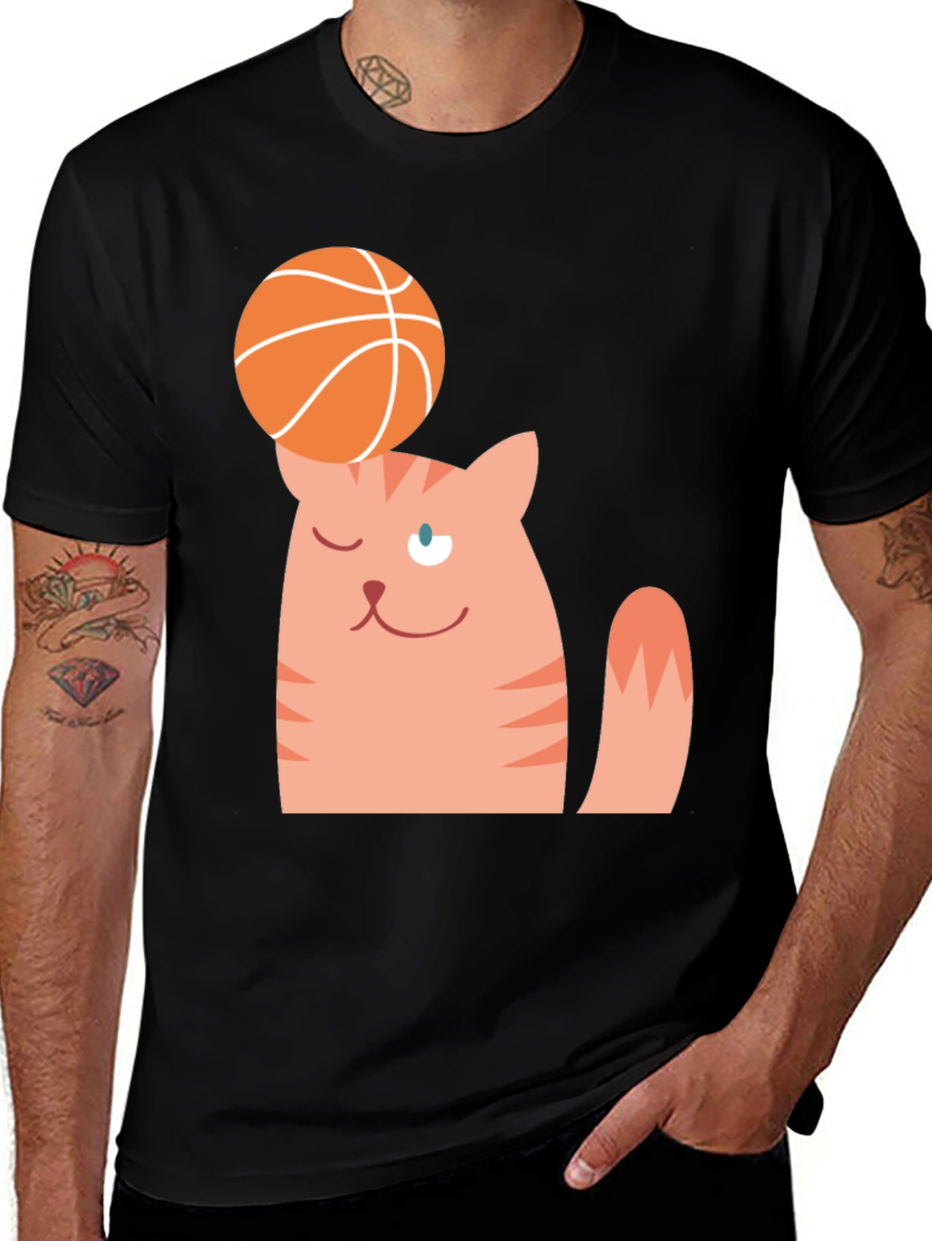 Variant 10 of Cat Balancing Basketball Graphic Tee