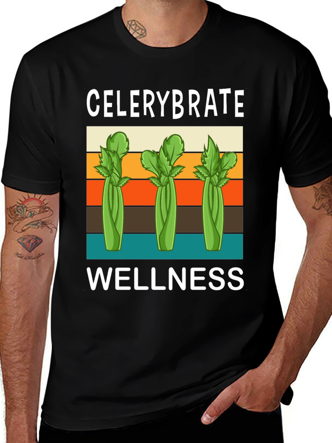 Variant 28 of Celerybrate Wellness T-Shirt - Retro Style