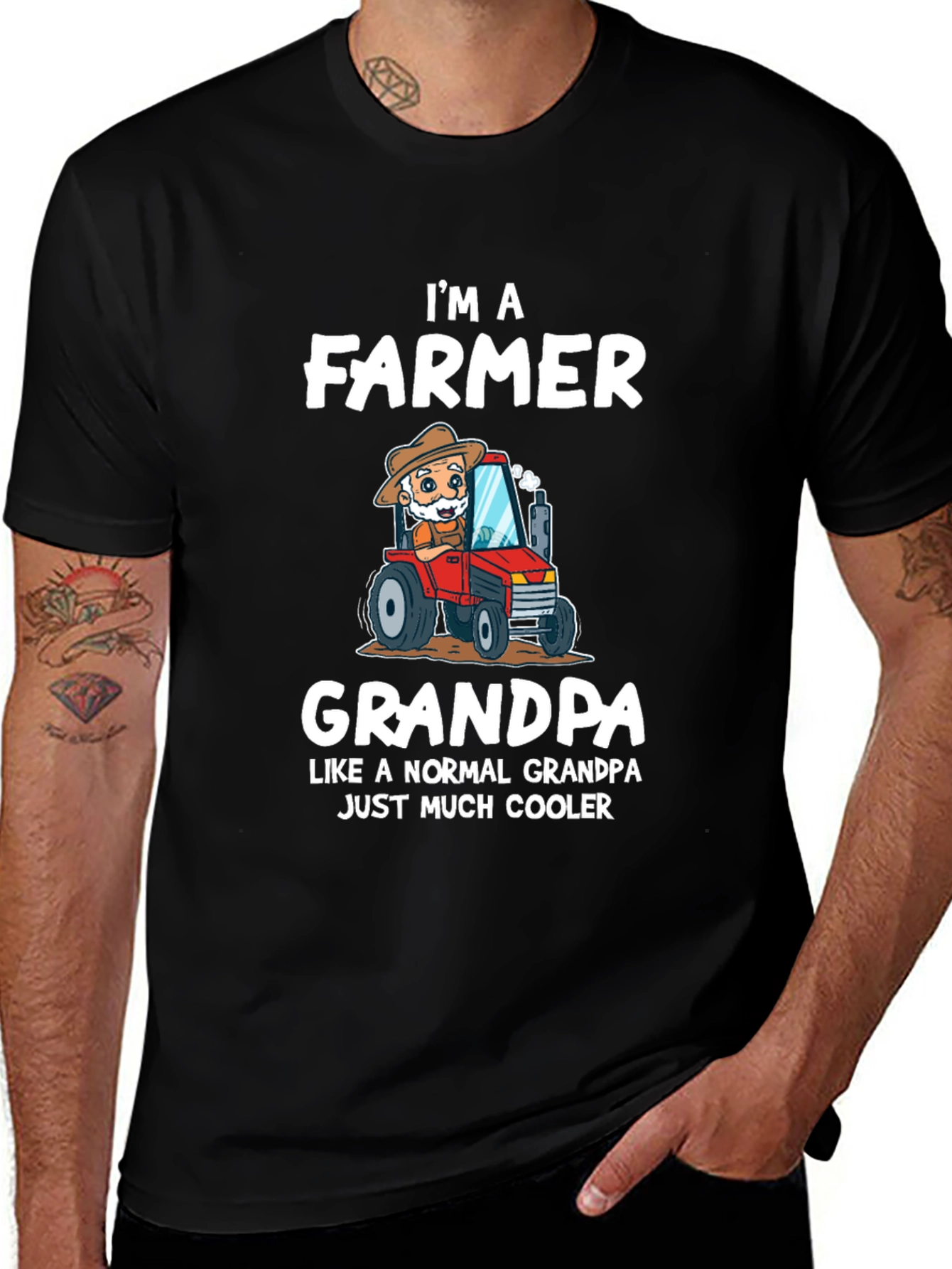 Variant 7 of Farmer Grandpa T-Shirt - Much Cooler Than Normal!