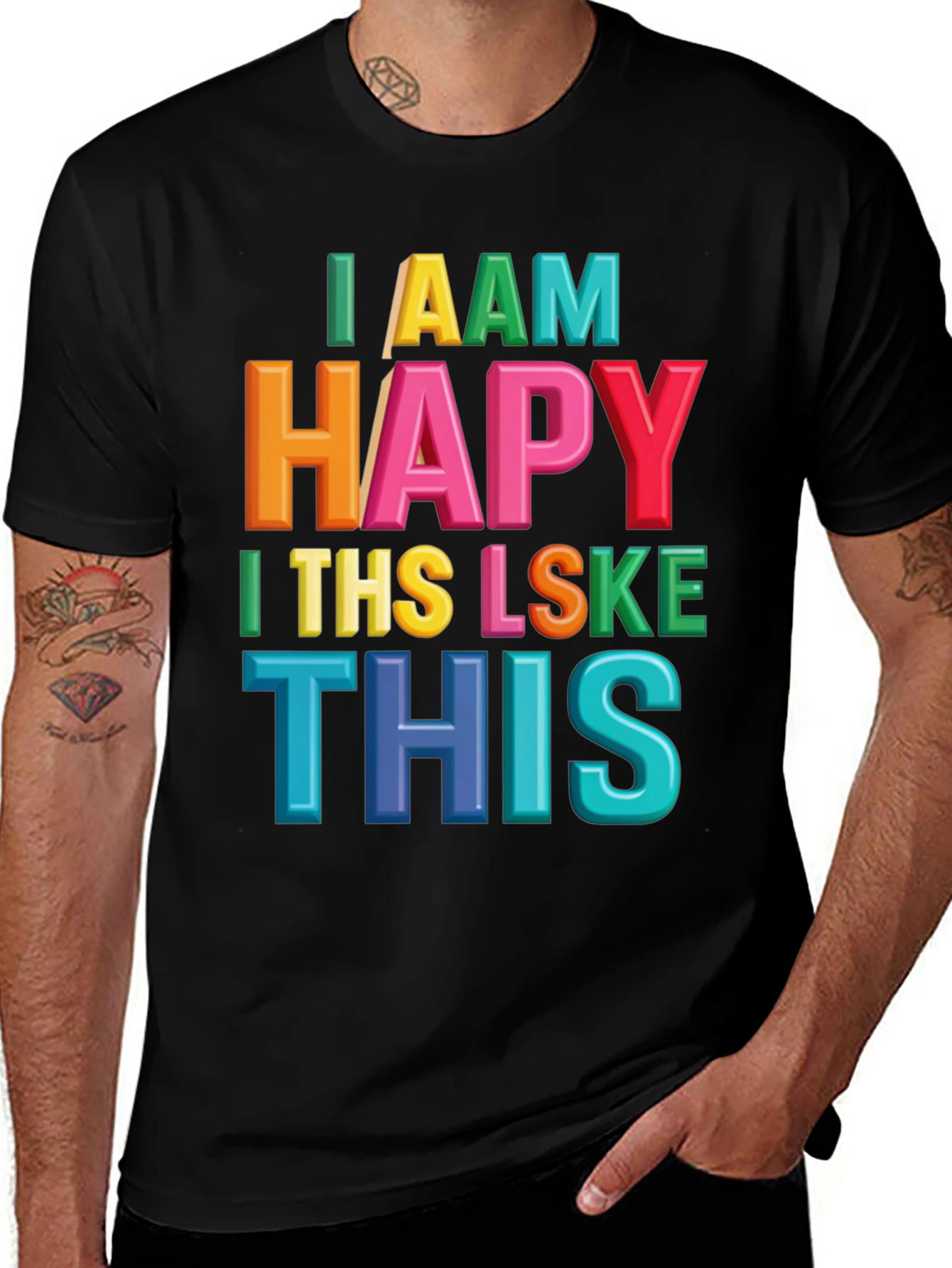 Variant 6 of I AAM Happy Graphic Print T-Shirt