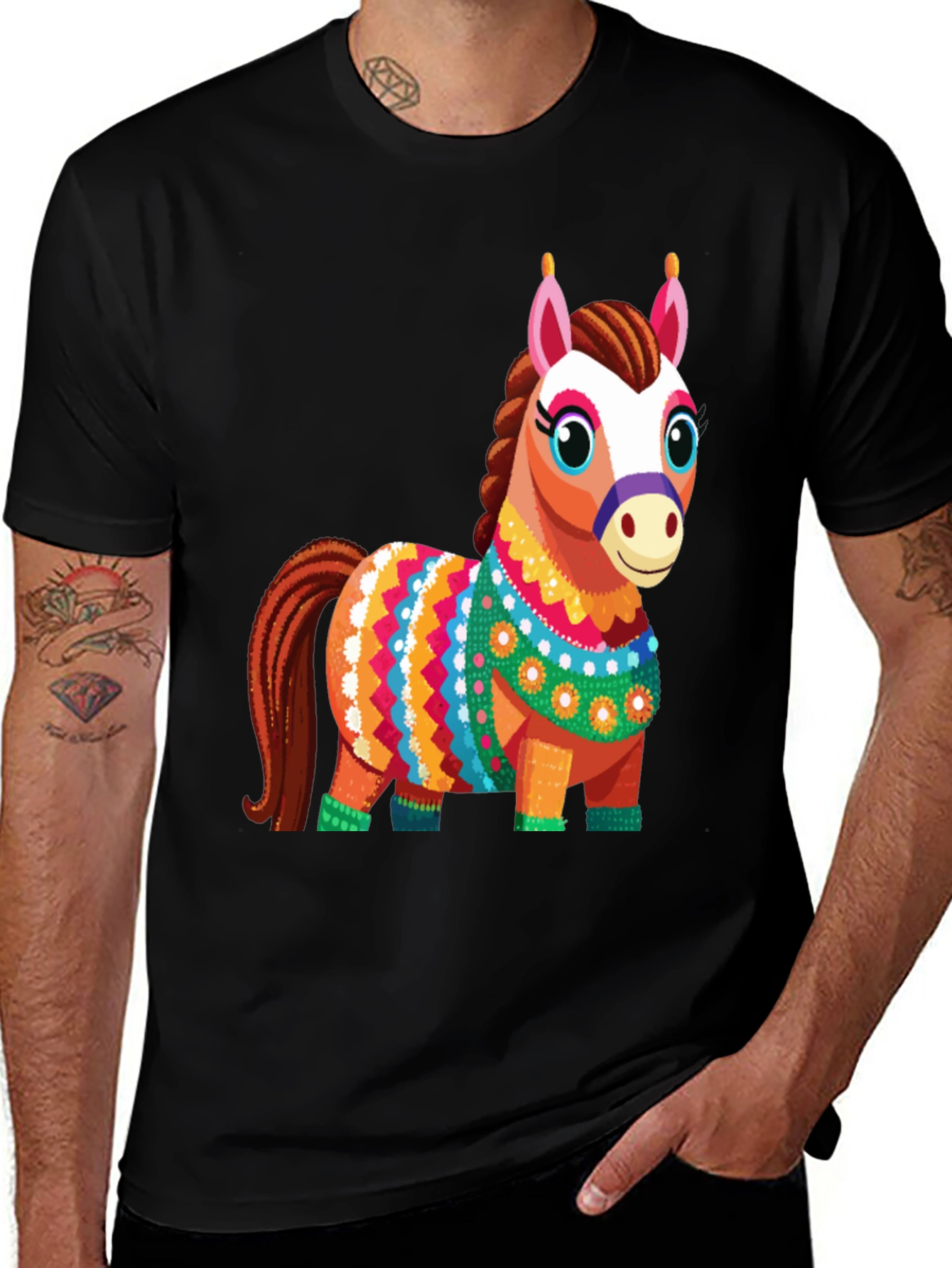 Variant 24 of Colorful Horse Graphic Tee - Fun & Unique Design