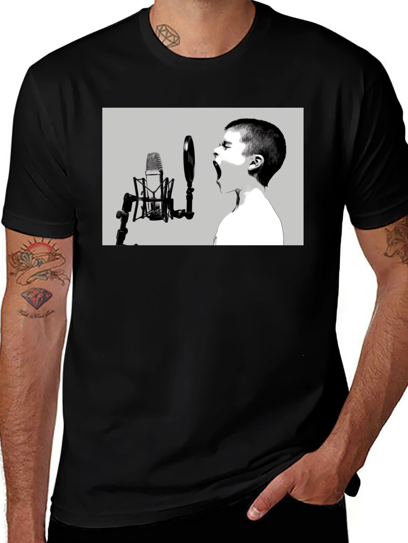Variant 7 of Vocalist T-Shirt: Boy and Microphone Design