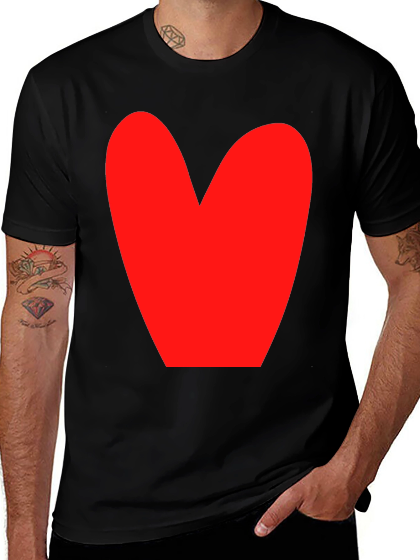 Variant 27 of Bold Red Heart Graphic Black T-Shirt