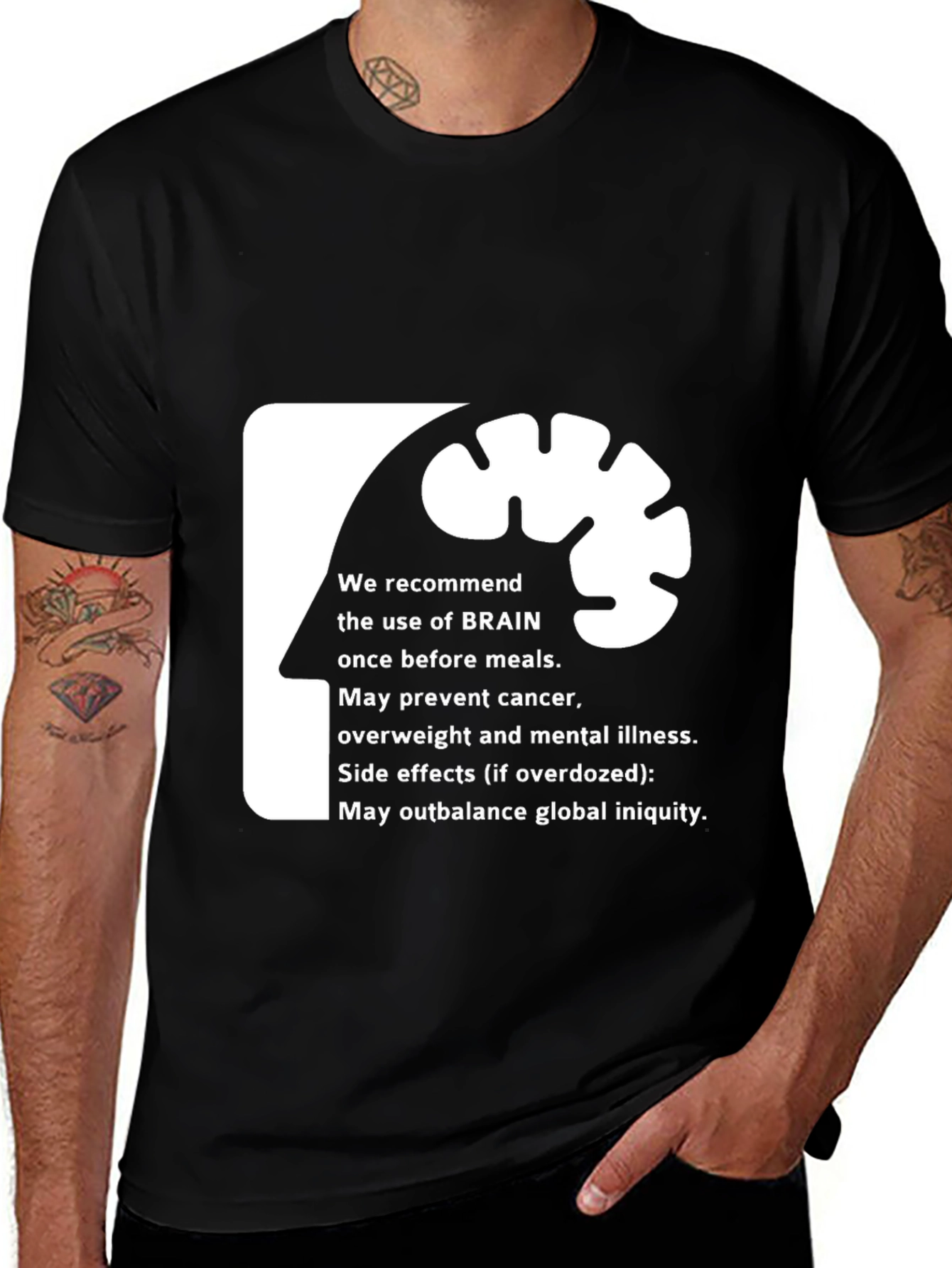 Variant 9 of Brain Use Recommendation Graphic Tee - Black