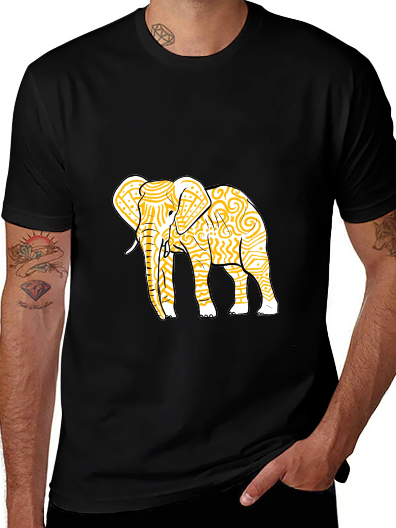 Variant 23 of Elephant Graphic Tee - Stylish Men's Crew Neck T-Shirt