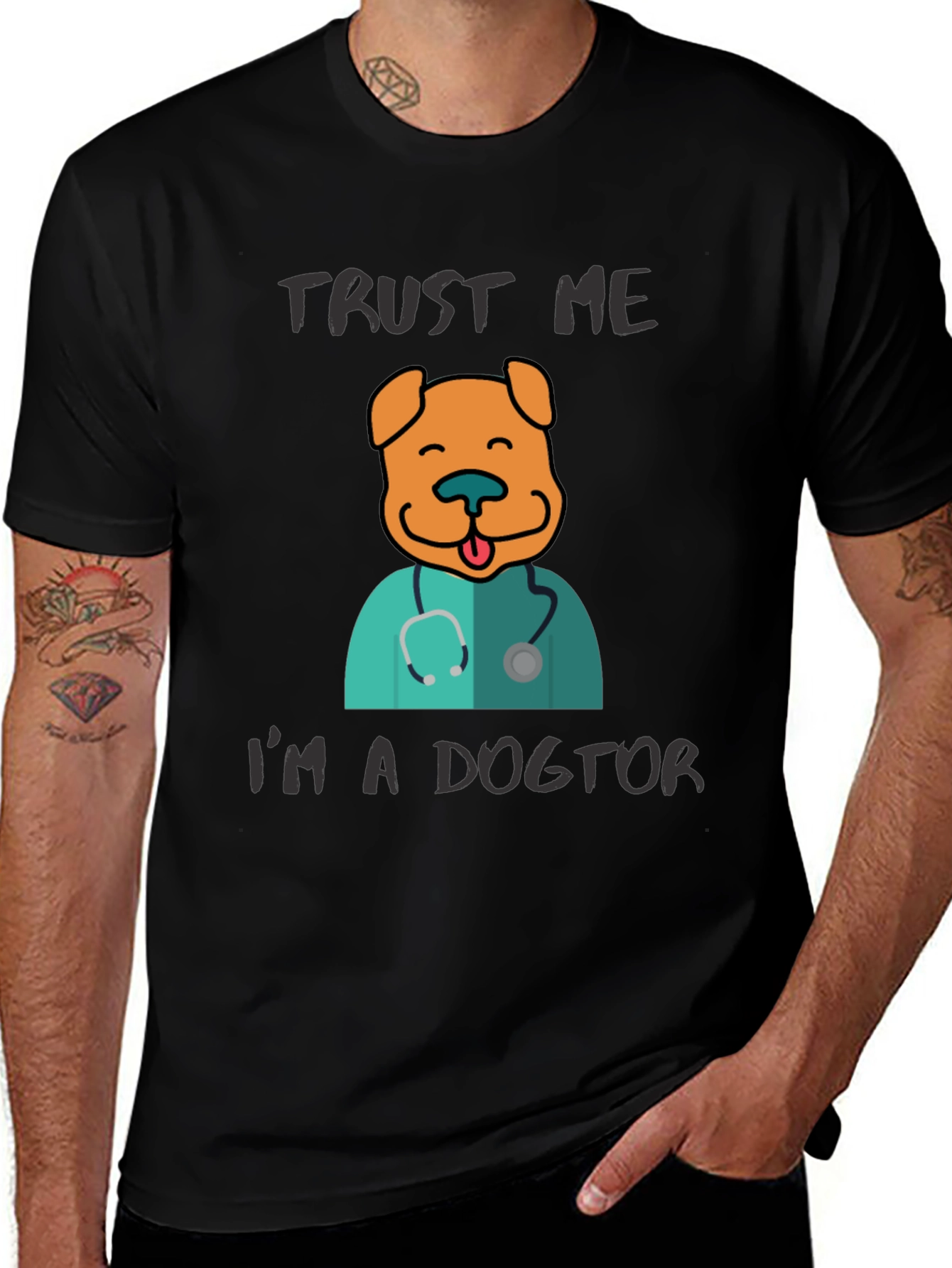 Variant 12 of Trust Me I'm A Dogtor Black T-Shirt