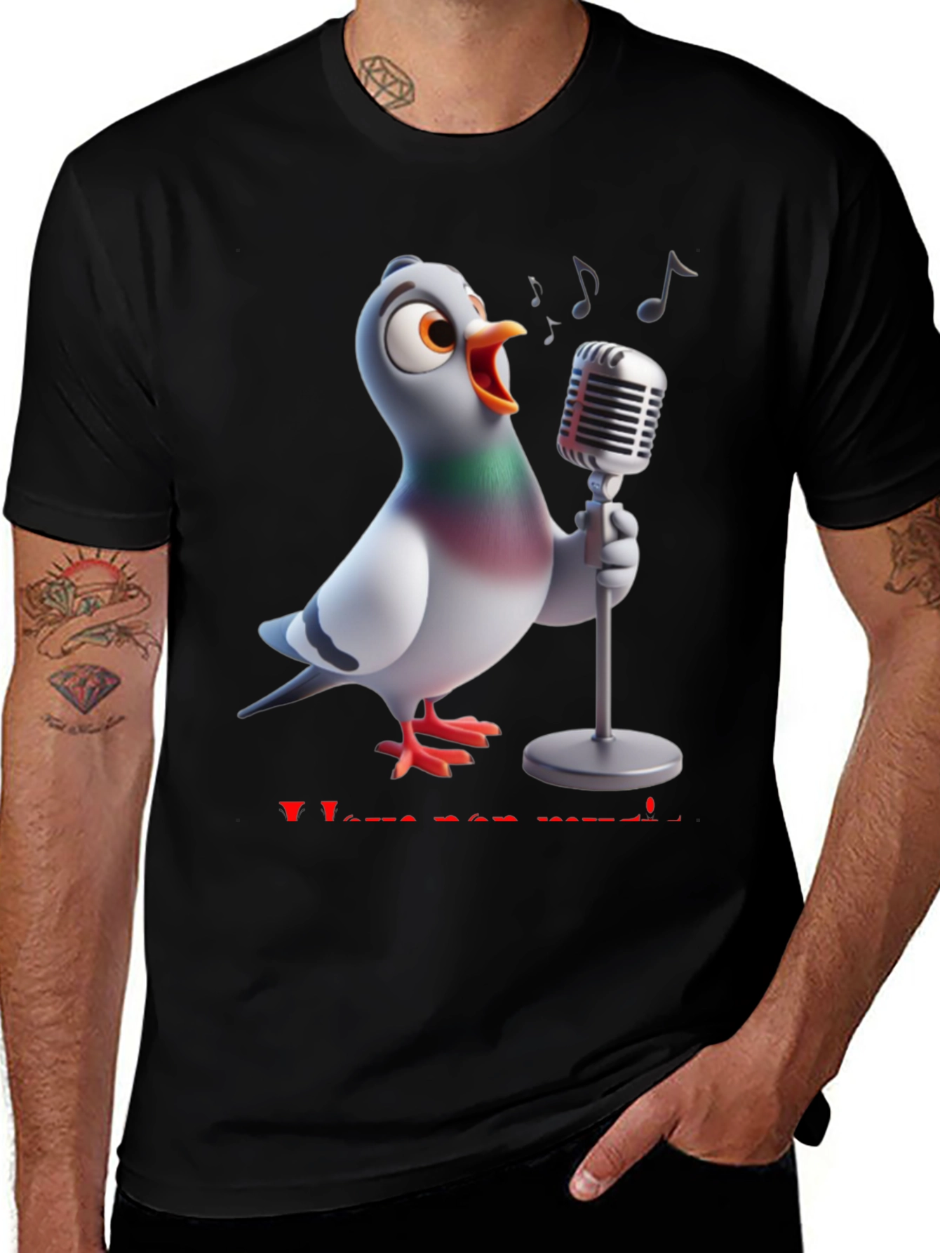 Variant 4 of Singing Pigeon T-Shirt - "I Love See Music"