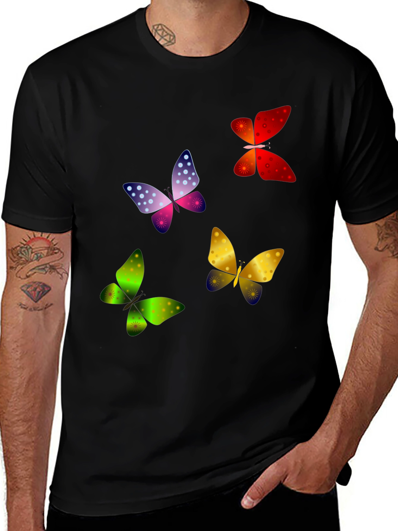 Variant 17 of Butterfly Print Black T-Shirt