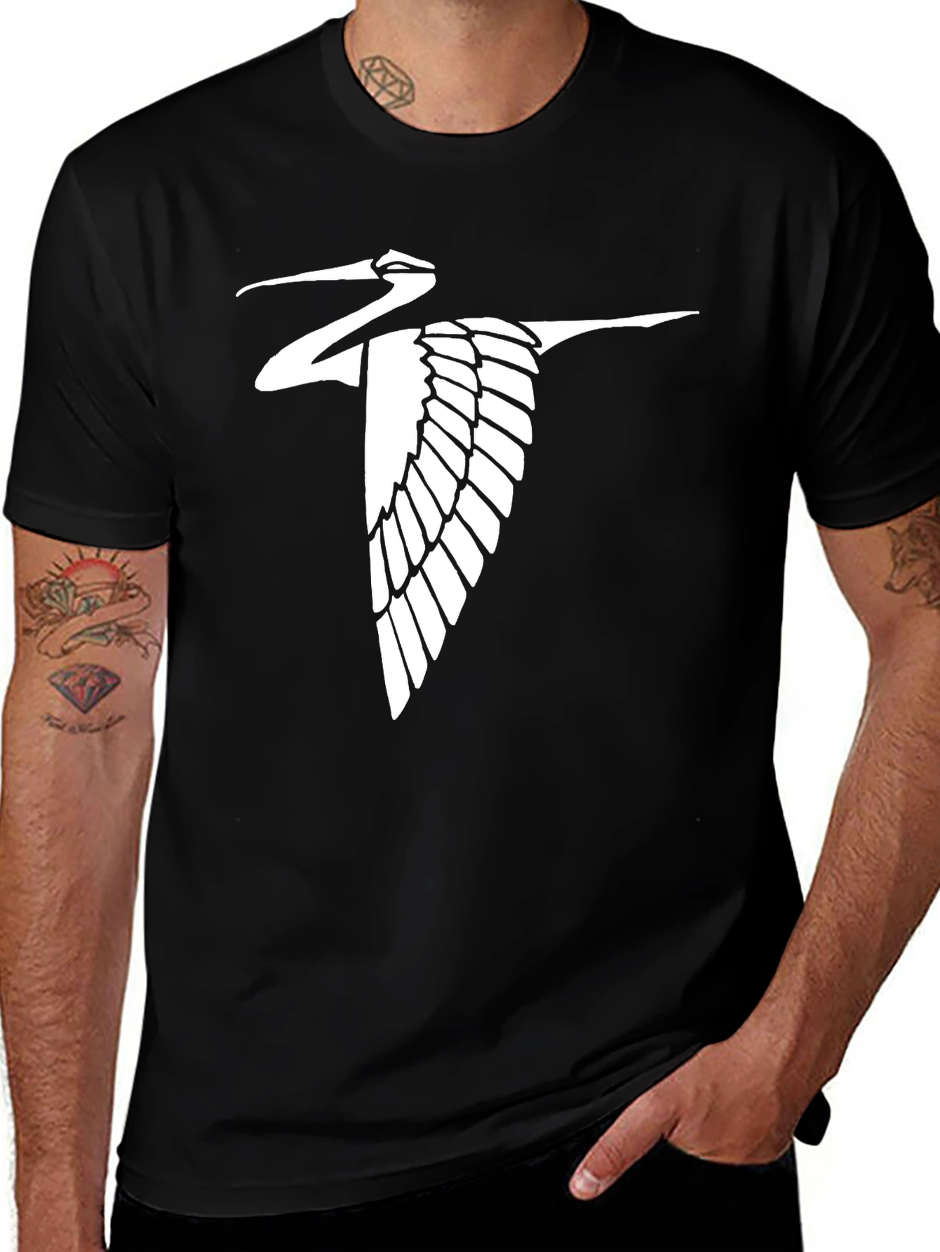 Variant 3 of Crane Silhouette Black T-Shirt
