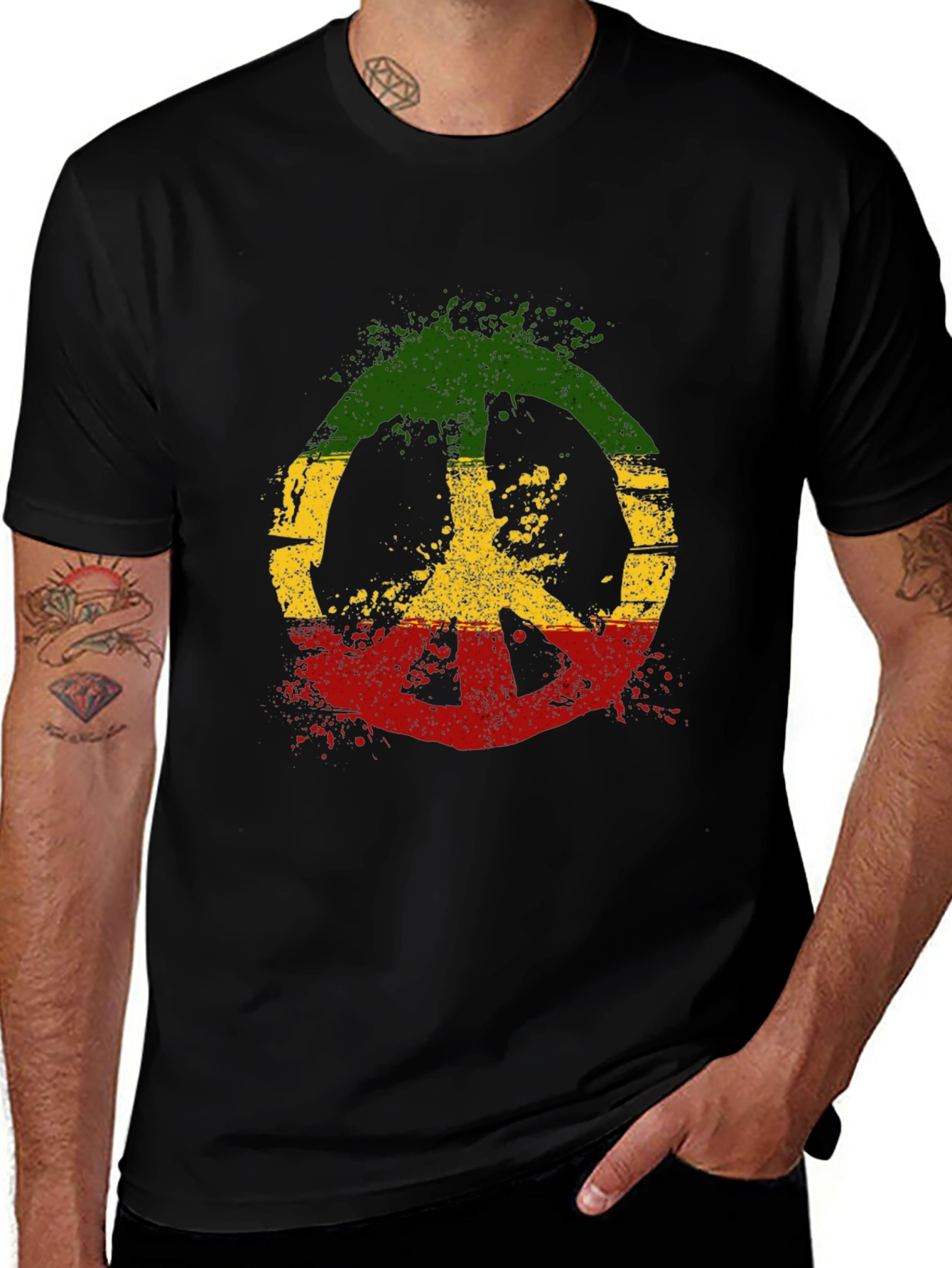 Variant 2 of Rasta Peace Sign T-Shirt - Reggae Style